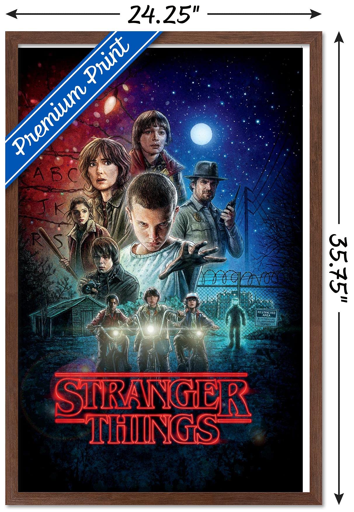 Trends International Netflix Stranger Things - One Sheet Wall Poster, 22.375'' X 34'', Mahogany Framed Version