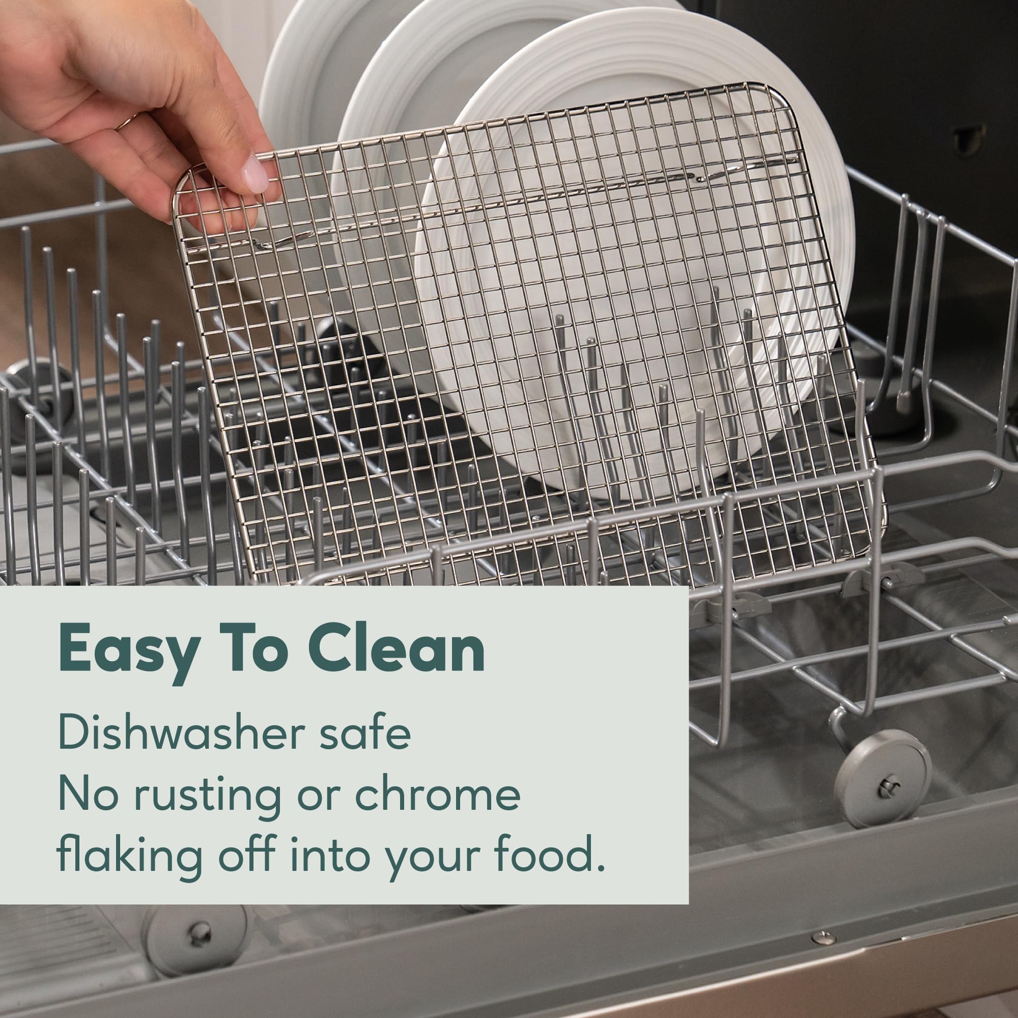 Oven-Safe, Dishwasher-Safe 100% Stainless Steel Cooling And Baking Rack Set - Jelly Roll Sheet Pan Size - Food-Safe, Heavy Duty