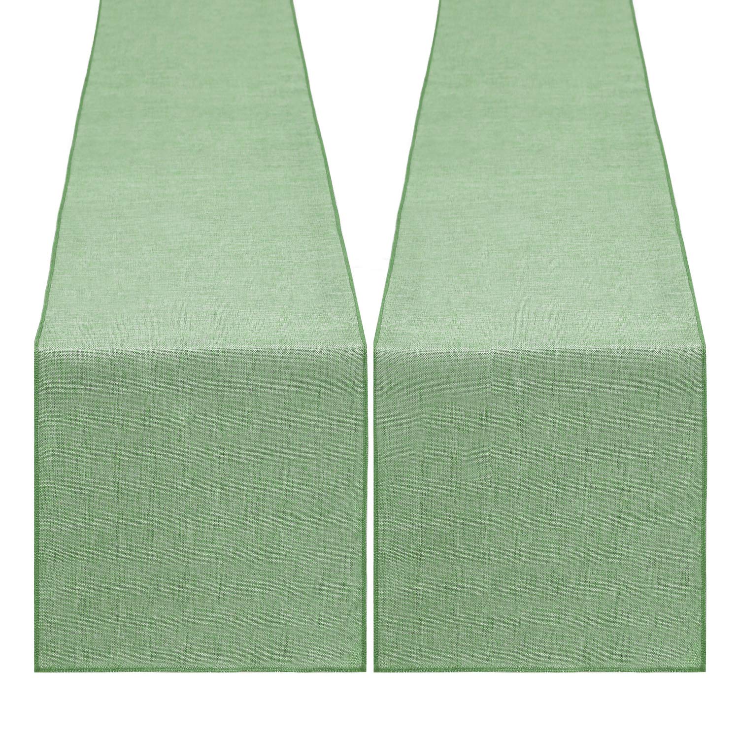 B-Cool 2 Packs Light Green Table Runner 13X108Inch Rustic Burlap Runner Rolls Party Garden Birthday Prom Fall Home Decor