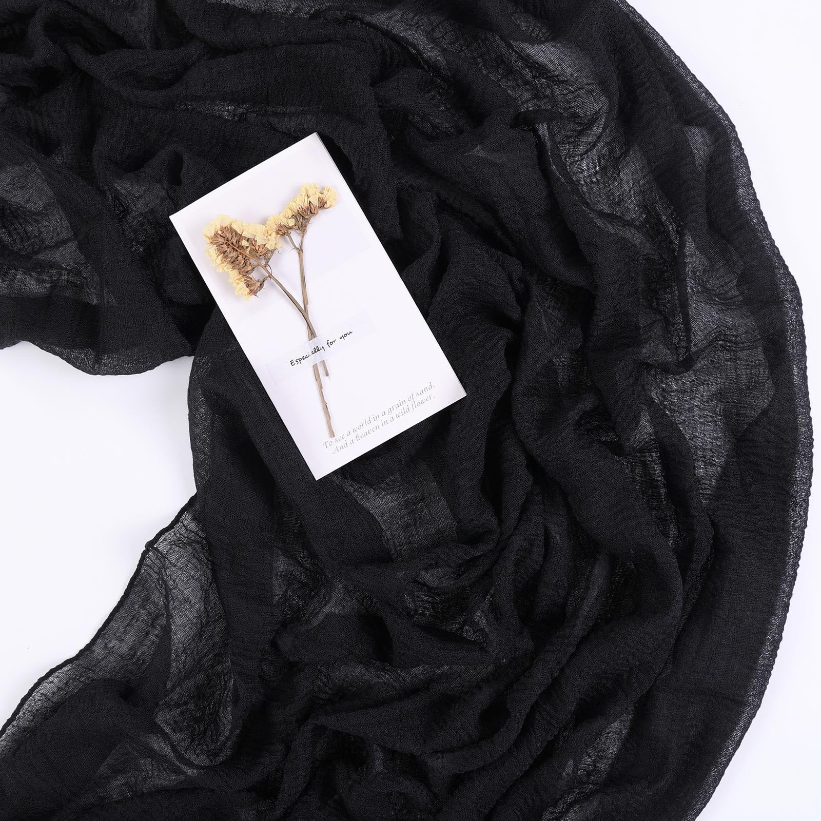 Sajoo Black Cheesecloth Table Runner 10Ft Boho Gauze Tablecloth 35X120 Inches Rustic Cheese Cloth Table Runner For Wedding Baby