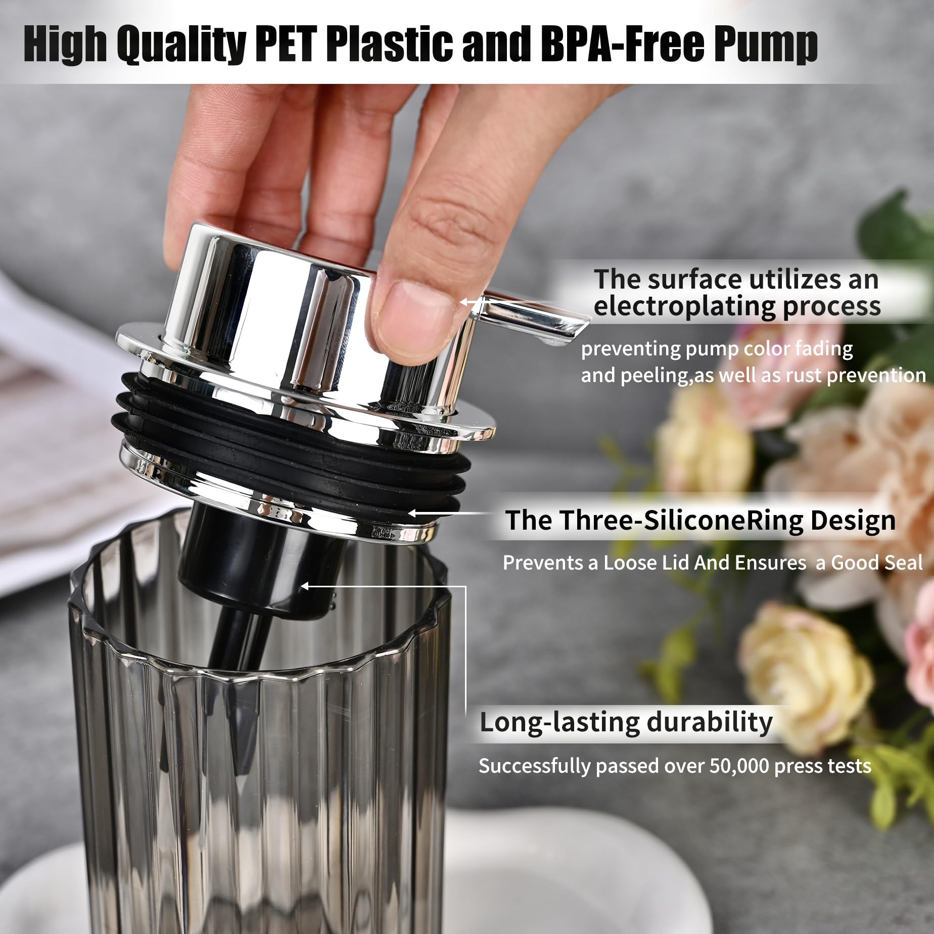 Cynn Select Foaming Soap Dispenser,2Pack Light Clear And Gray Clear,Plastic Refillable Soap Dispenser,Hand Soap Dispenser,Soap D