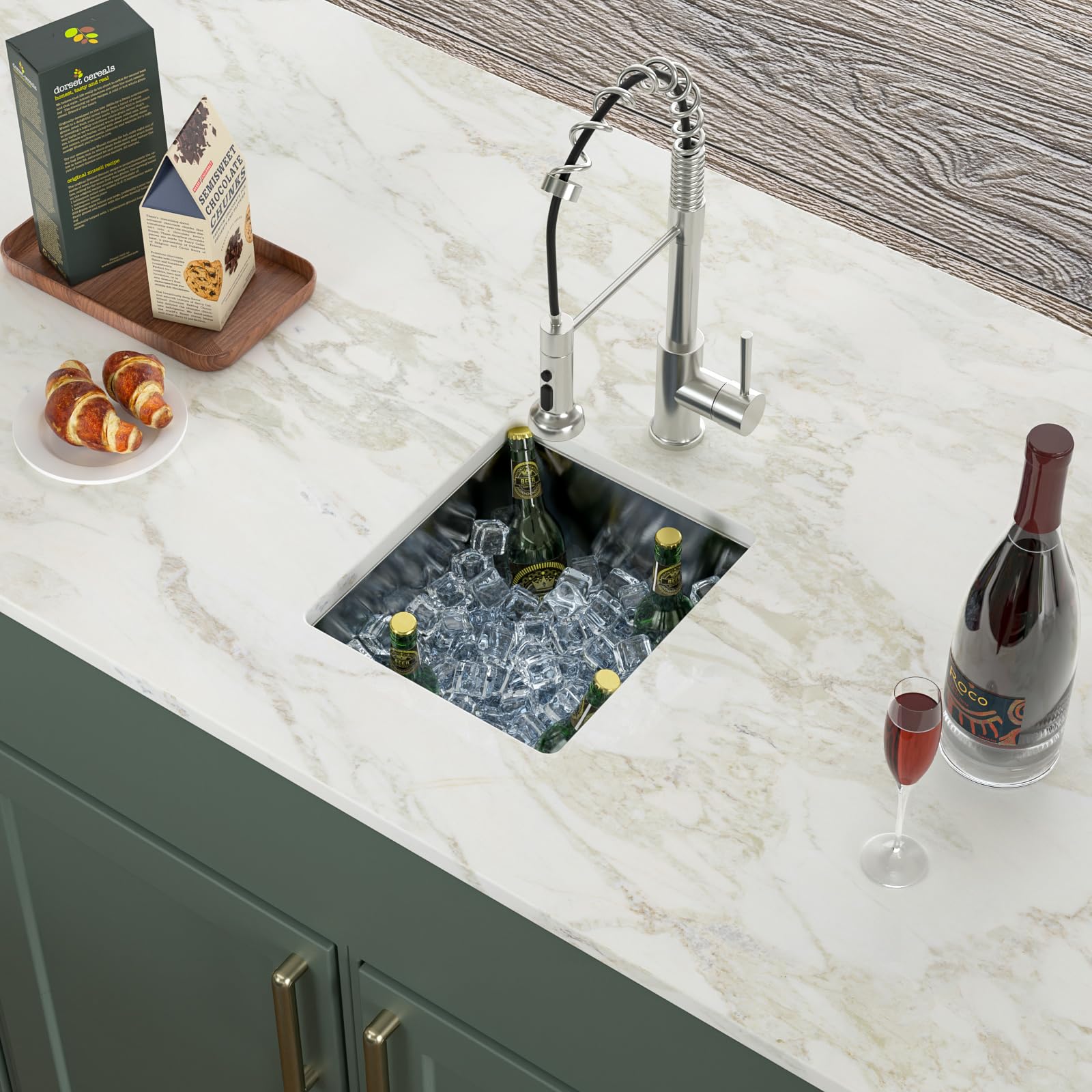 Logmey 13 Inch Bar Sink - Undermount Stainless Steel Bar Prep Sink 16 Gauge 9 Inch Deep Single Bowl 13X15X9 Inches
