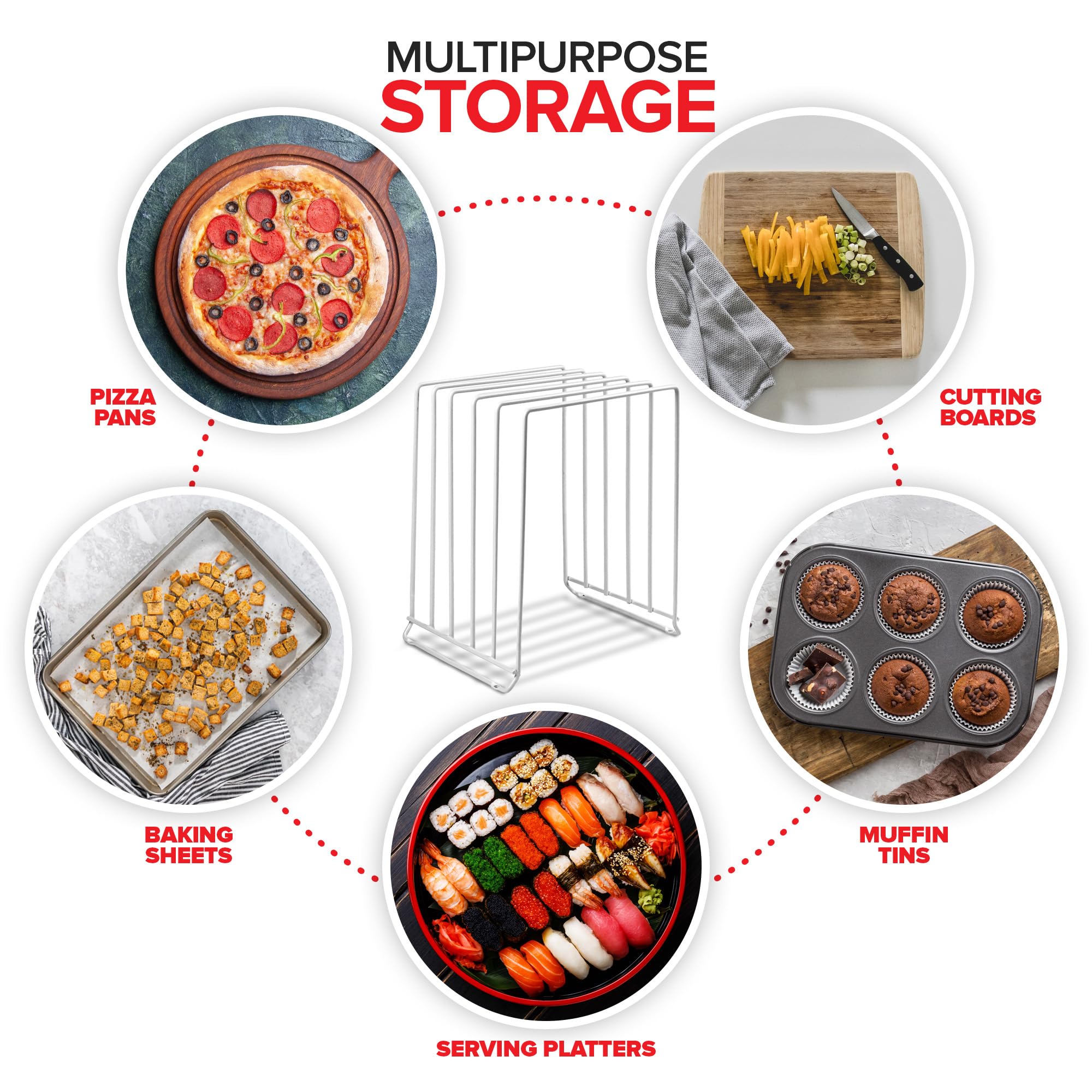 Stock Your Home White (2 Pack) Extra Tall Steel Baking Pan Organizer Rack For Cabinet Storage Or Kitchen Counter, Cookie Baking