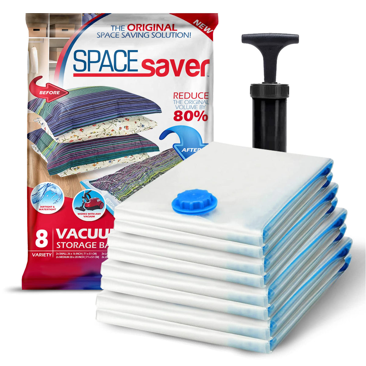Spacesaver Vacuum Storage Bags Save 80% On Storage Space - Storage Bags Vacuum Sealed For Comforters, Blankets, Bedding, Clothin