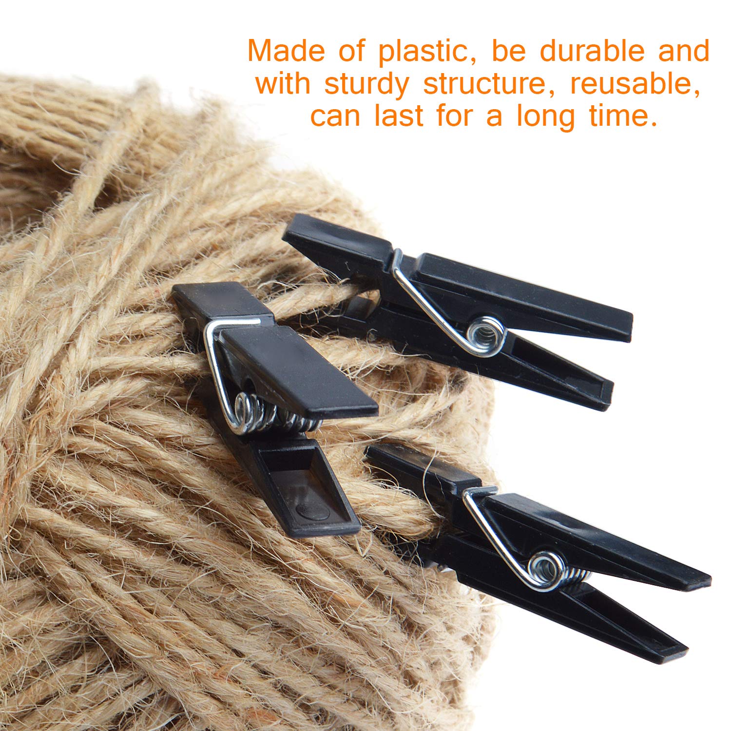 Bronagrand Plastic Mini Clips, 100Pcs Mini Plastic Clips Black Photo Clips Small Clothes Pins Paper Pegs For Photos Pictures Pap