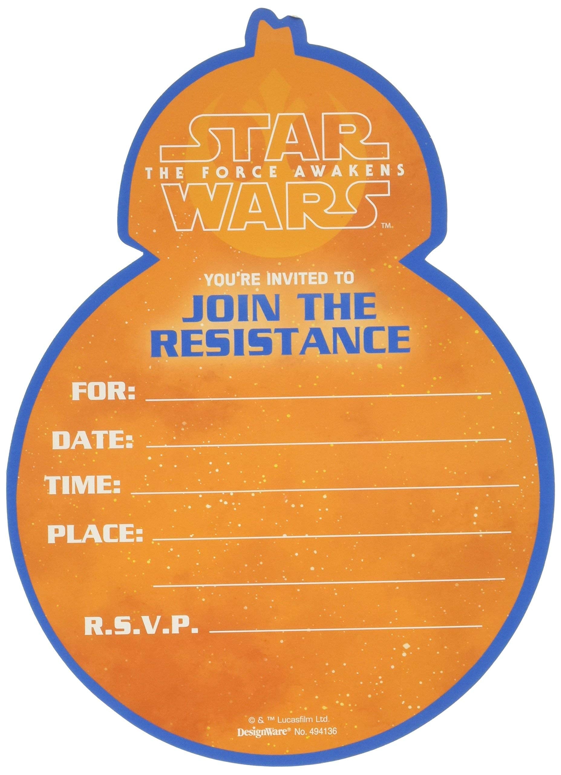 Star Wars Episode Vii Jumbo Deluxe Invites, Party Favor