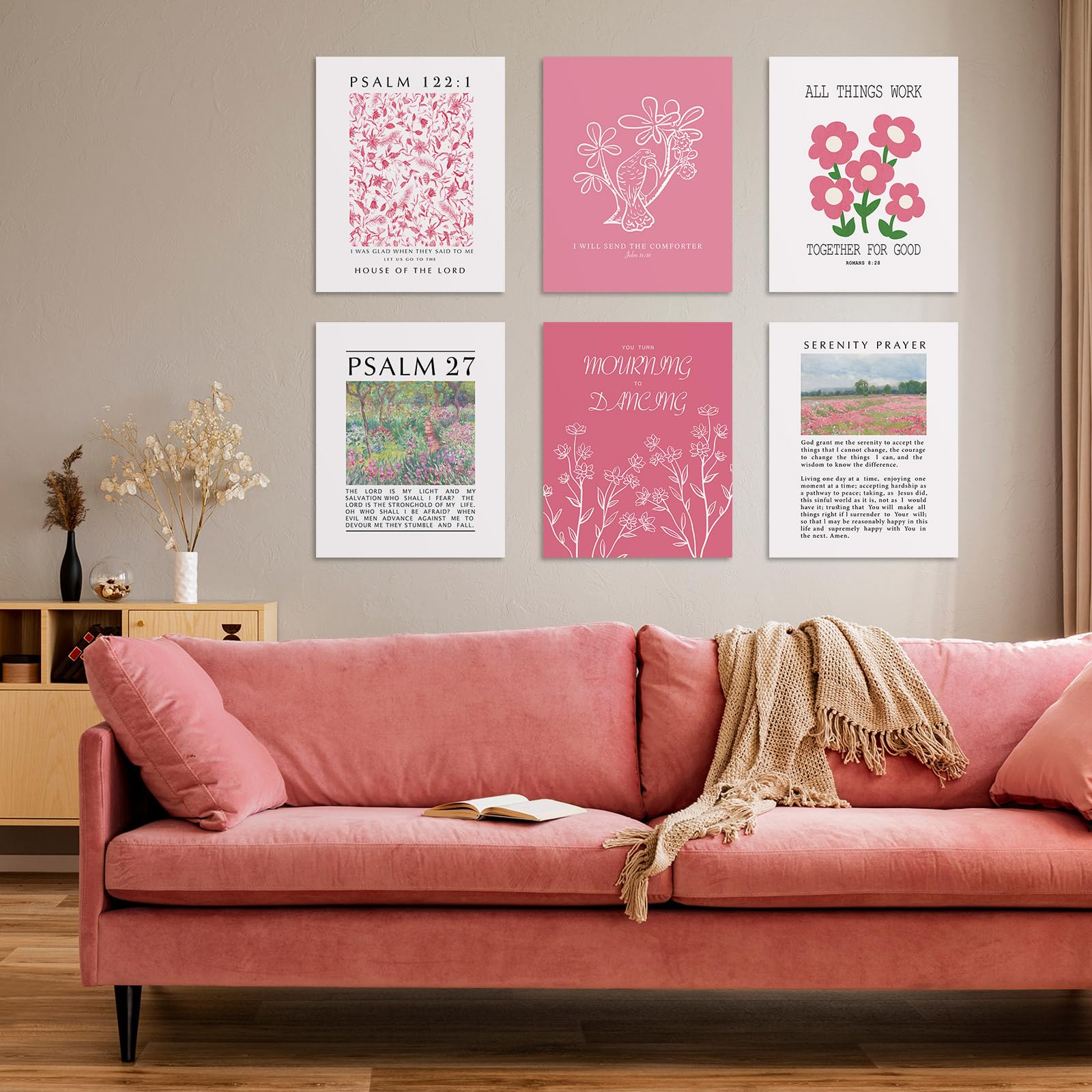Habseligkeit Pink Flower Wall Art Prints, Retro Wall Decors For Room Aesthtic, Abstract Posters For Girls Bedroom Decor Aestheti