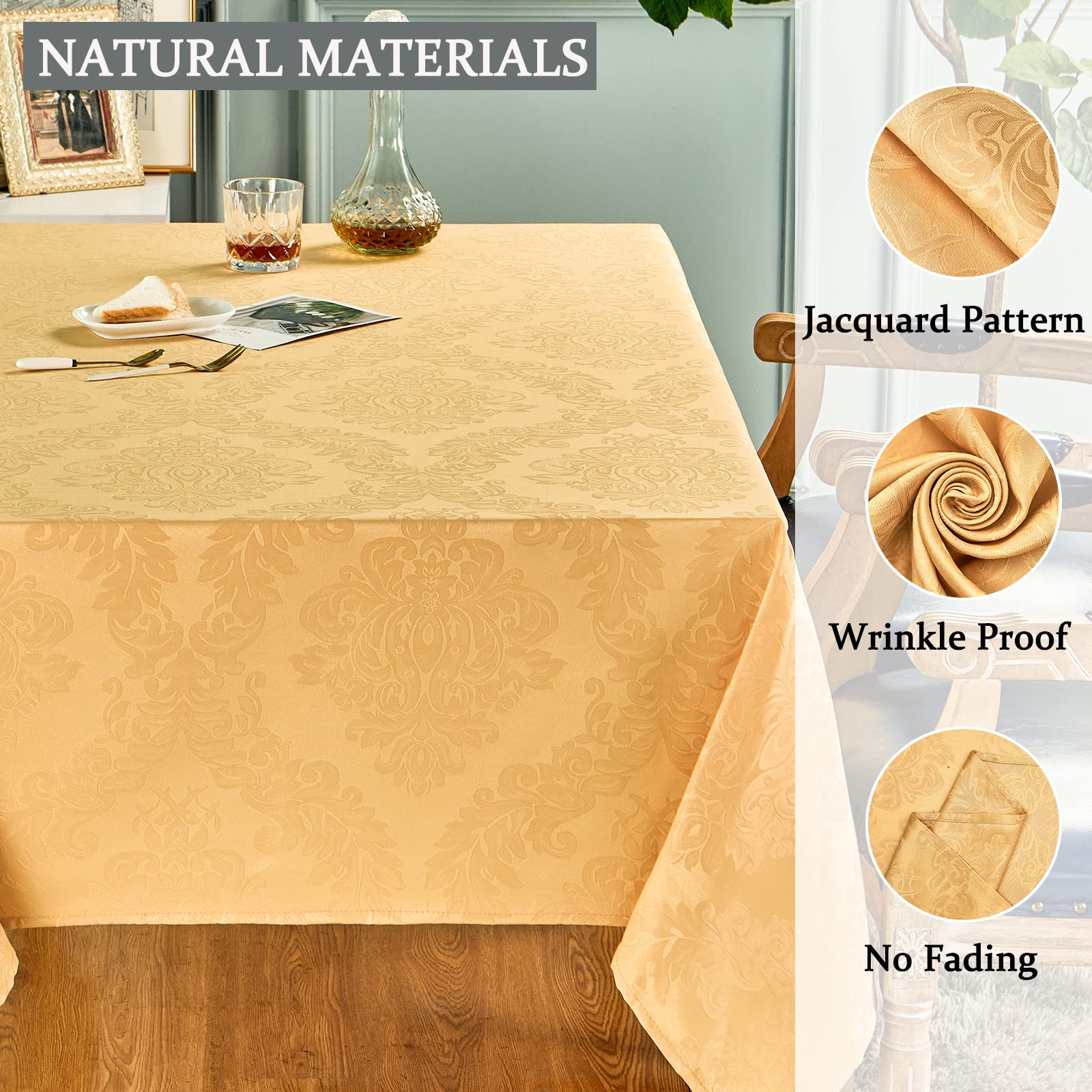 Homejoy Rectangle Table Cloth, Waterproof Wrinkle Resistant Washable Jacquard Polyester Oblong Rectangular Tablecloth, Fabric Ta