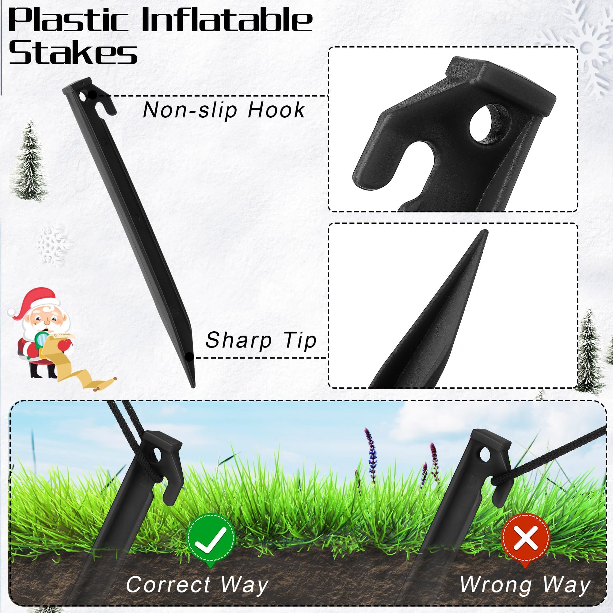 Commercial Inflatables Stakes Aodaer 24 Pack Inflatable Stakes, 8.8 Inch Heavy Duty Plastic Yard Anc ...