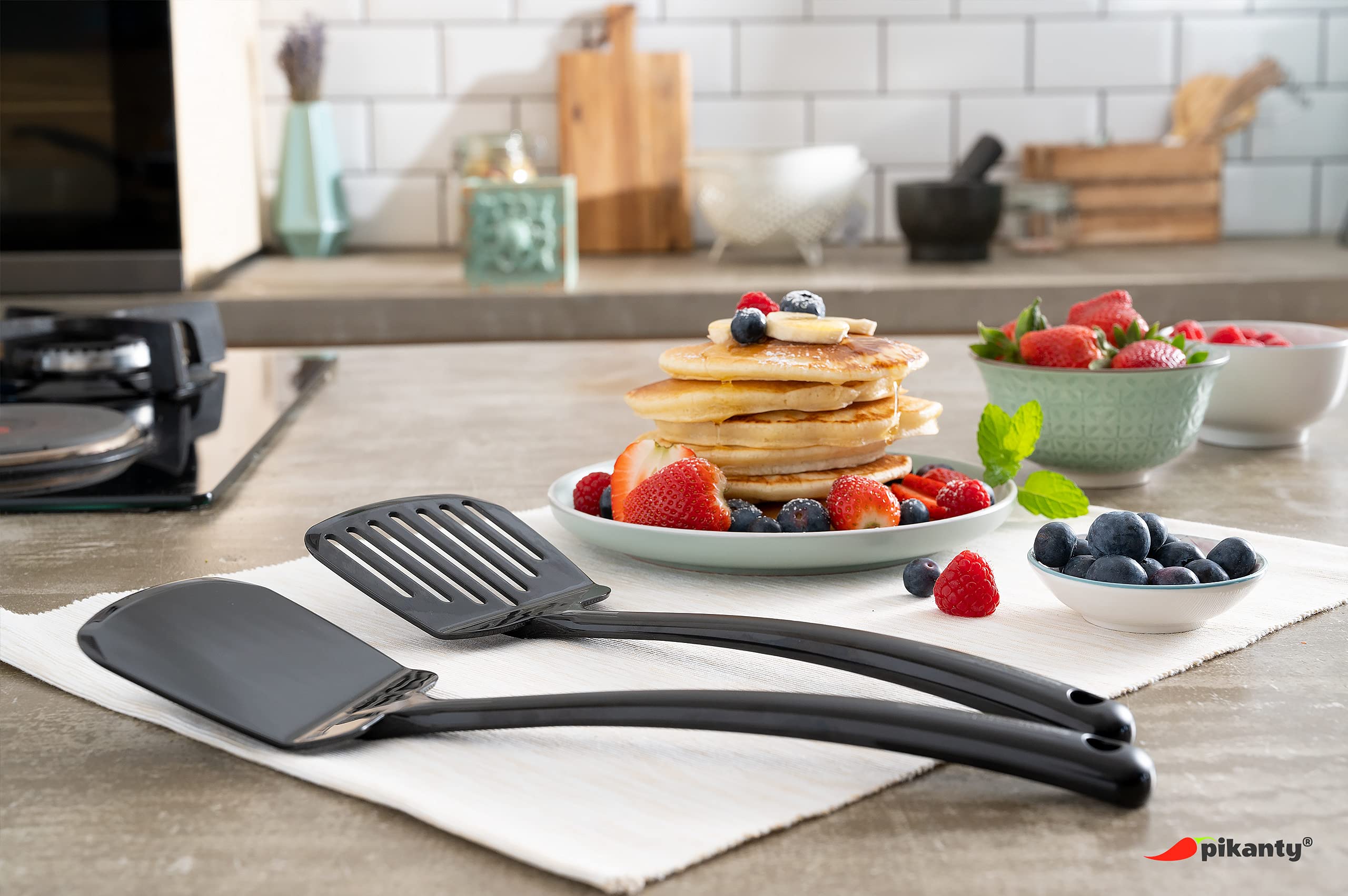 Pikanty - Spatula Turner Set Of 2 For Cooking. Great For Nonstick Cookware. Ideal For Flipping Egg, Pancake And More. Made In Us