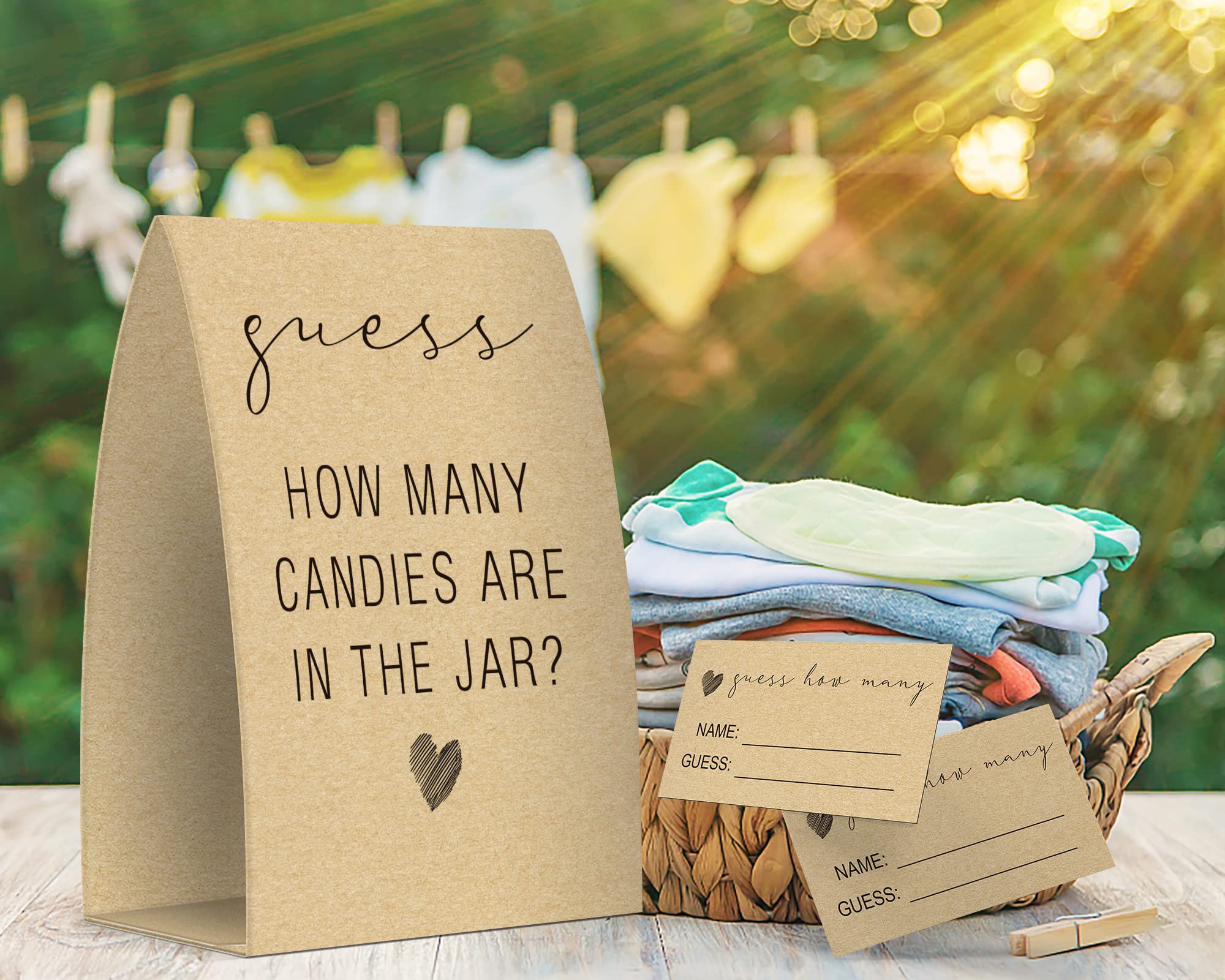 Guess How Many Candies Are In The Jar, Kraft, Baby Shower Games, Baby Shower Decorations - One Sign And 50 Cards(Guess005)