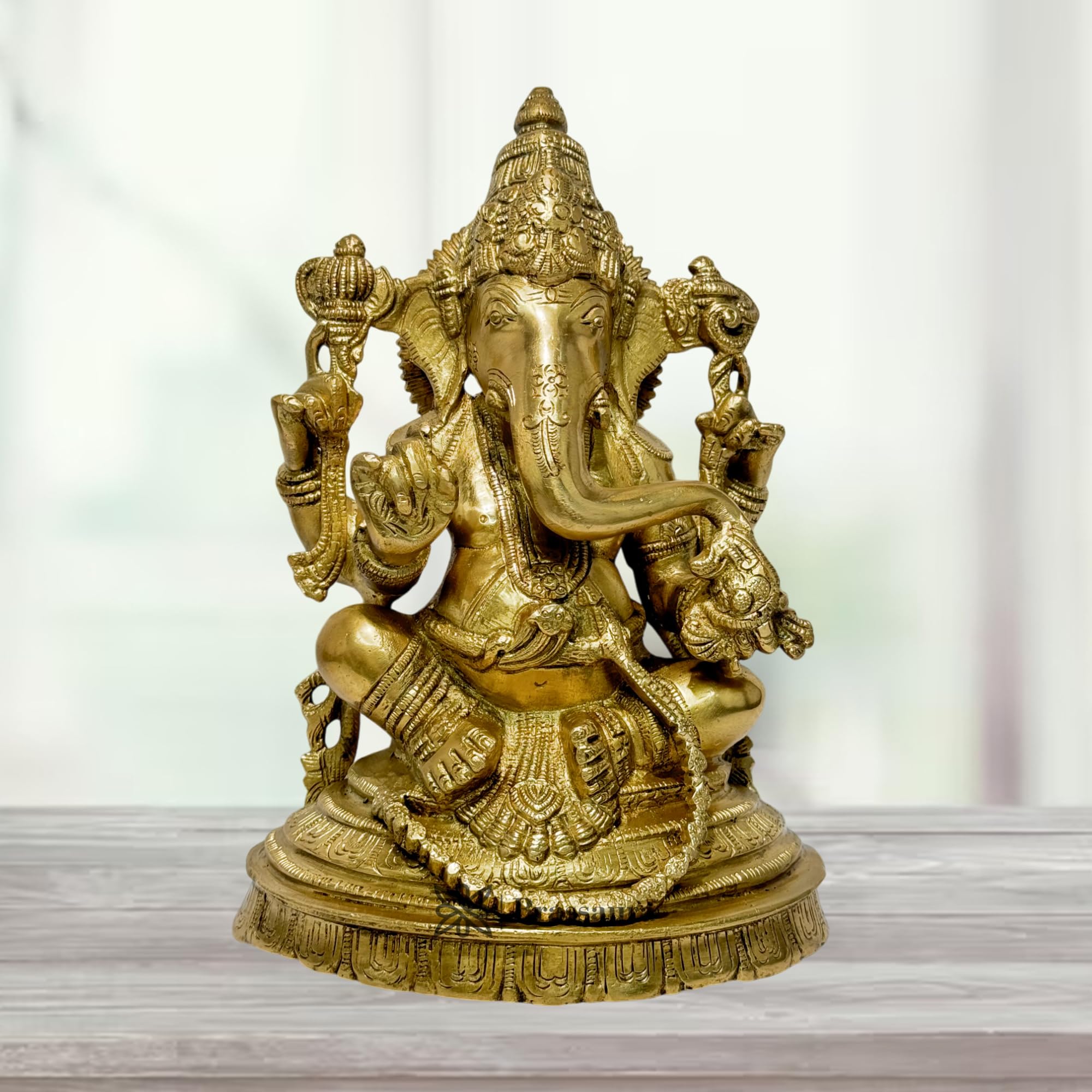 Brassaura Brass Gold Ganesha Murti For Home And Decor Brass Ganesh Bhagwan Statue For Pooja Room Ganesha Idols For Home Entrace 