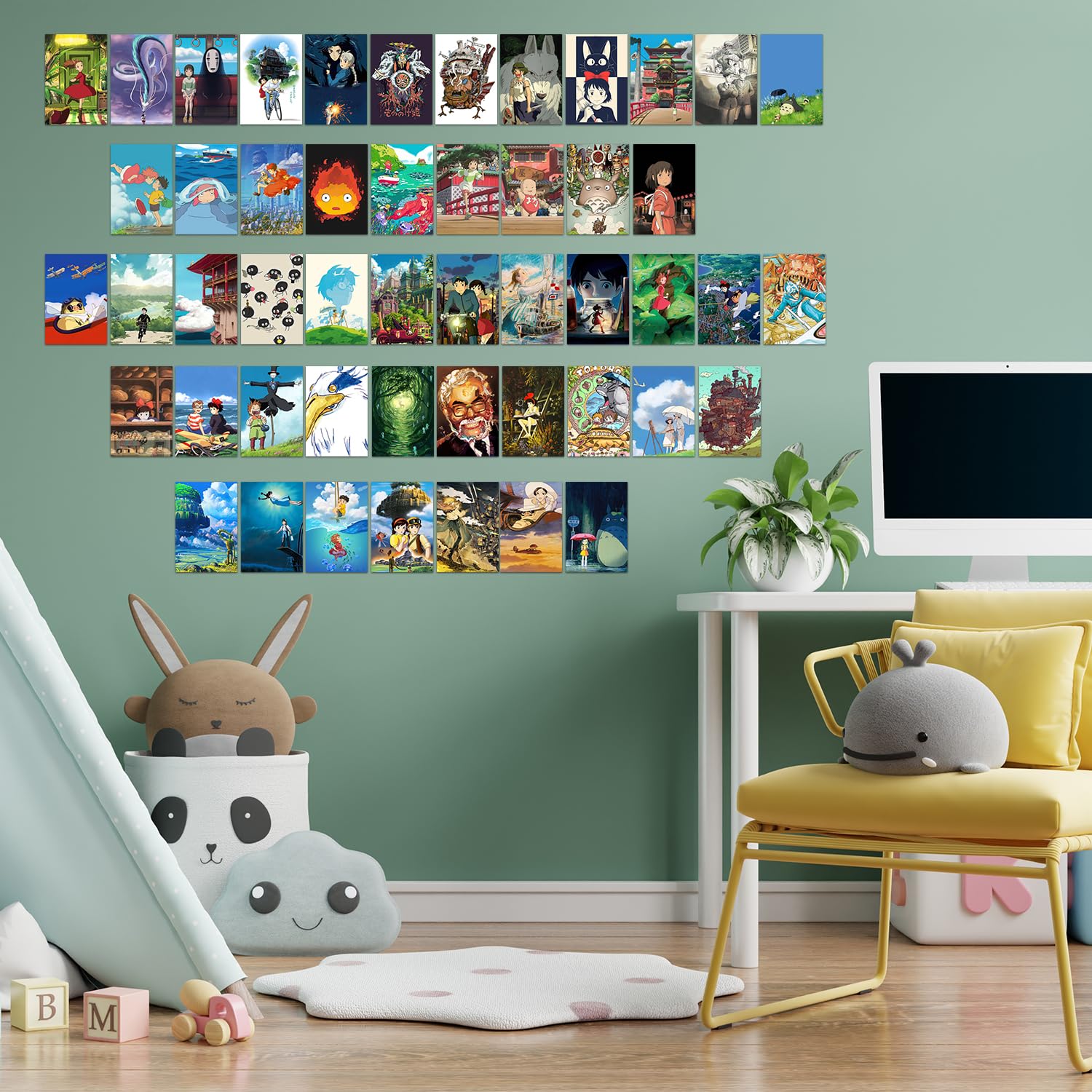 Pounchi Cute Anime Poster Wall Collage Set (50 Pcs 4 X 6 Inch With Glue Dots) Hd Aesthetic Posters Prints Of Anime Cartoon Artwo