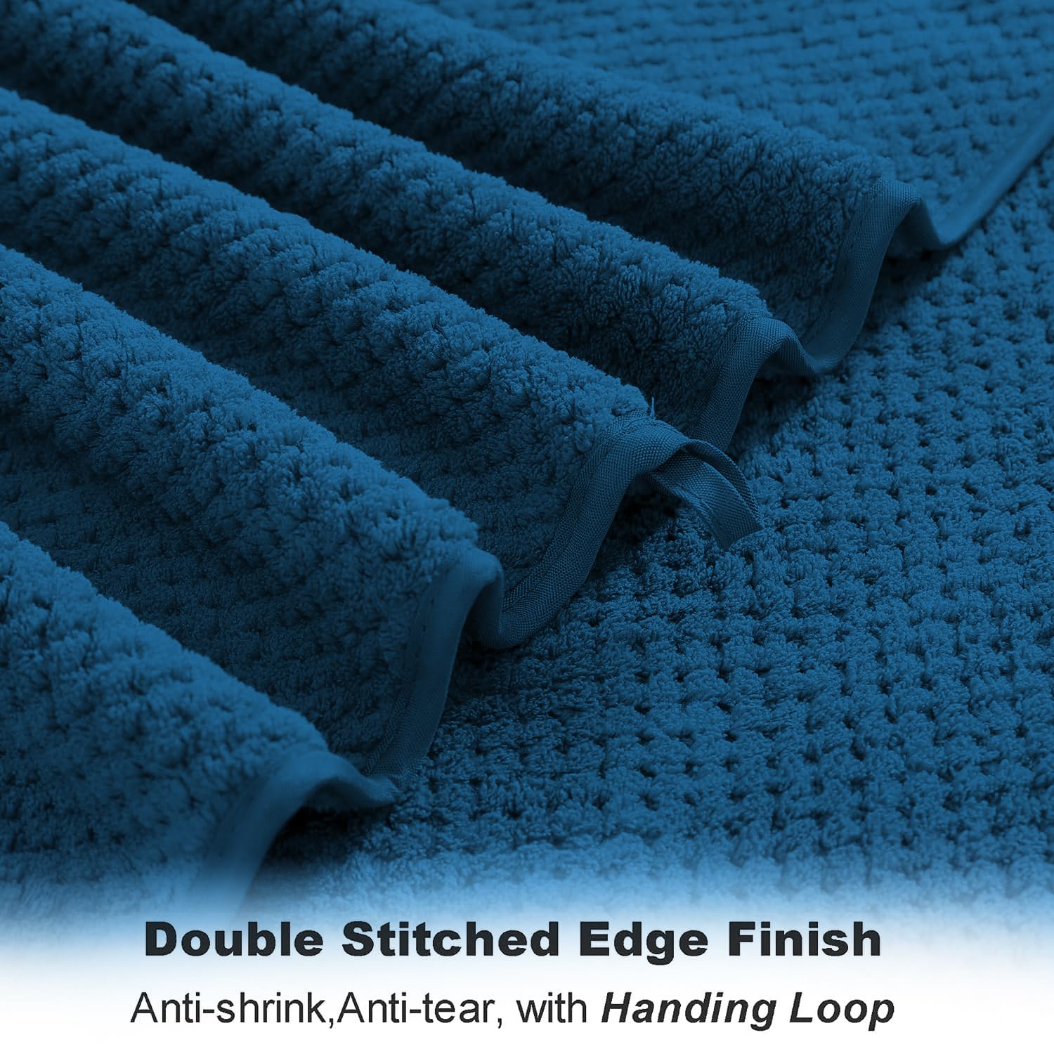 8-Piece Navy Bath Towel Set  2 Extra Large Bath Towel Sheets  2 Hand Towels and 4 Washcloths - Highly Absorbent Quick Dry Microfiber Ultra Soft Towel Set for Bathroom  Waffle Weave Design  Pack of 8
