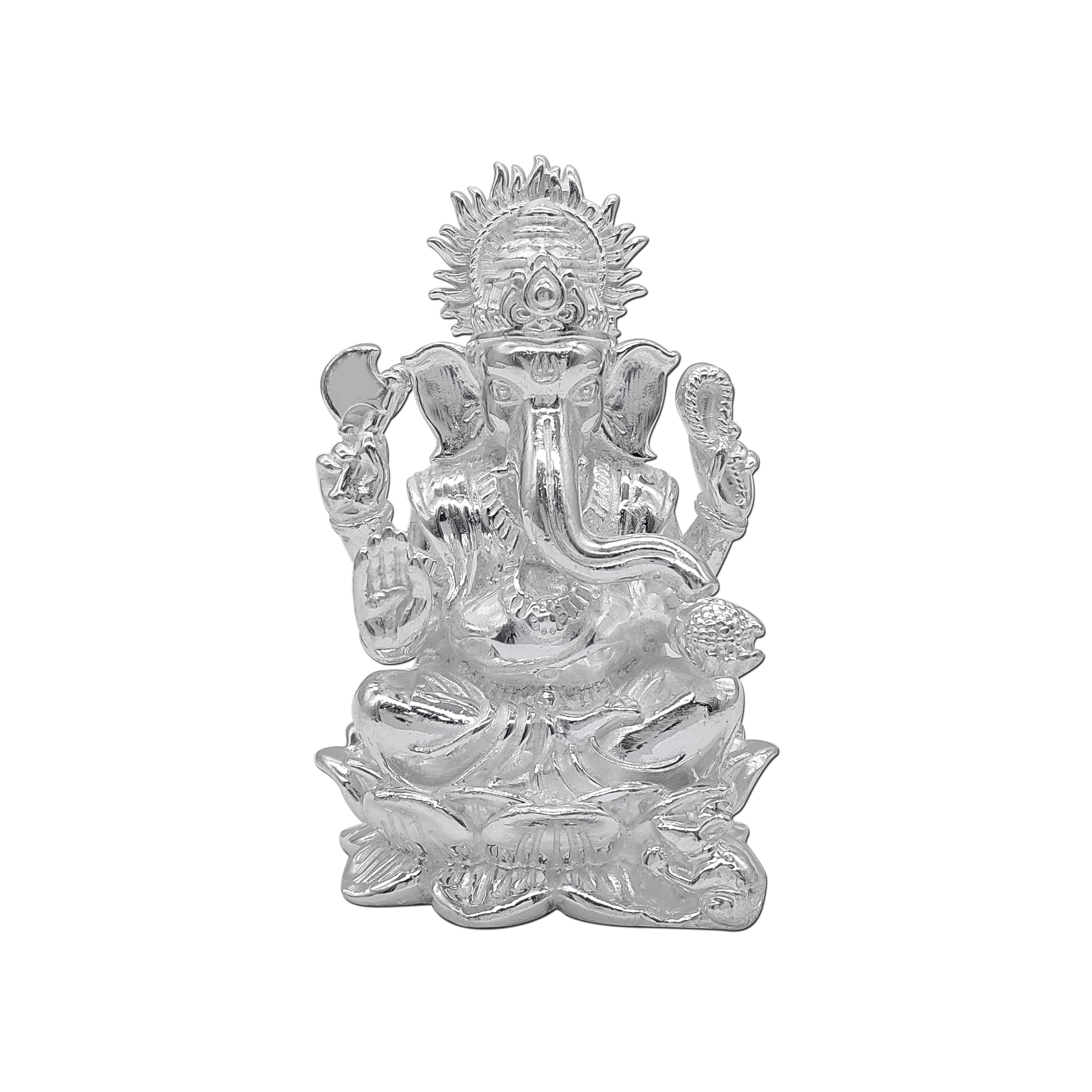 Maa Silver Pure Silver Ganesha Ganpati Ji Bis Hallmarked Solid Idol/Murti With Lotus Kamal Base Perfect For Gifting & Pooja Use 
