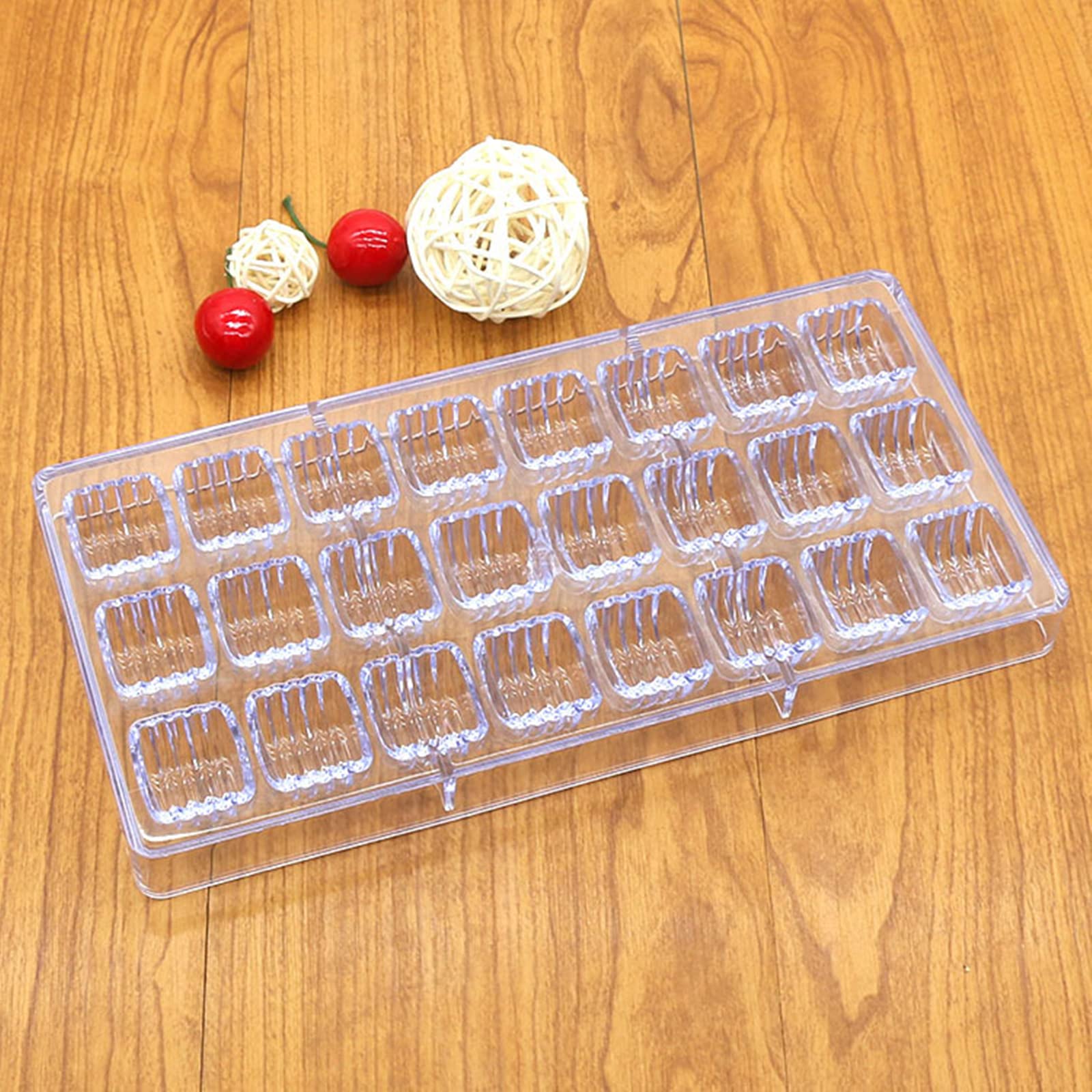 Hapyly 24 Grid Cylindrical Corrugated Shape Chocolate Candy Mold Pc Polycarbonate Chocolate Making Mould Clear