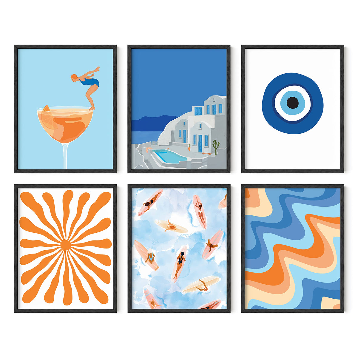 Haus And Hues Beach Posters Gallery Wall Art Set Of 6 - Ocean Poster Beach Scene Wall Art, Beach Posters For Walls, Travel Poste