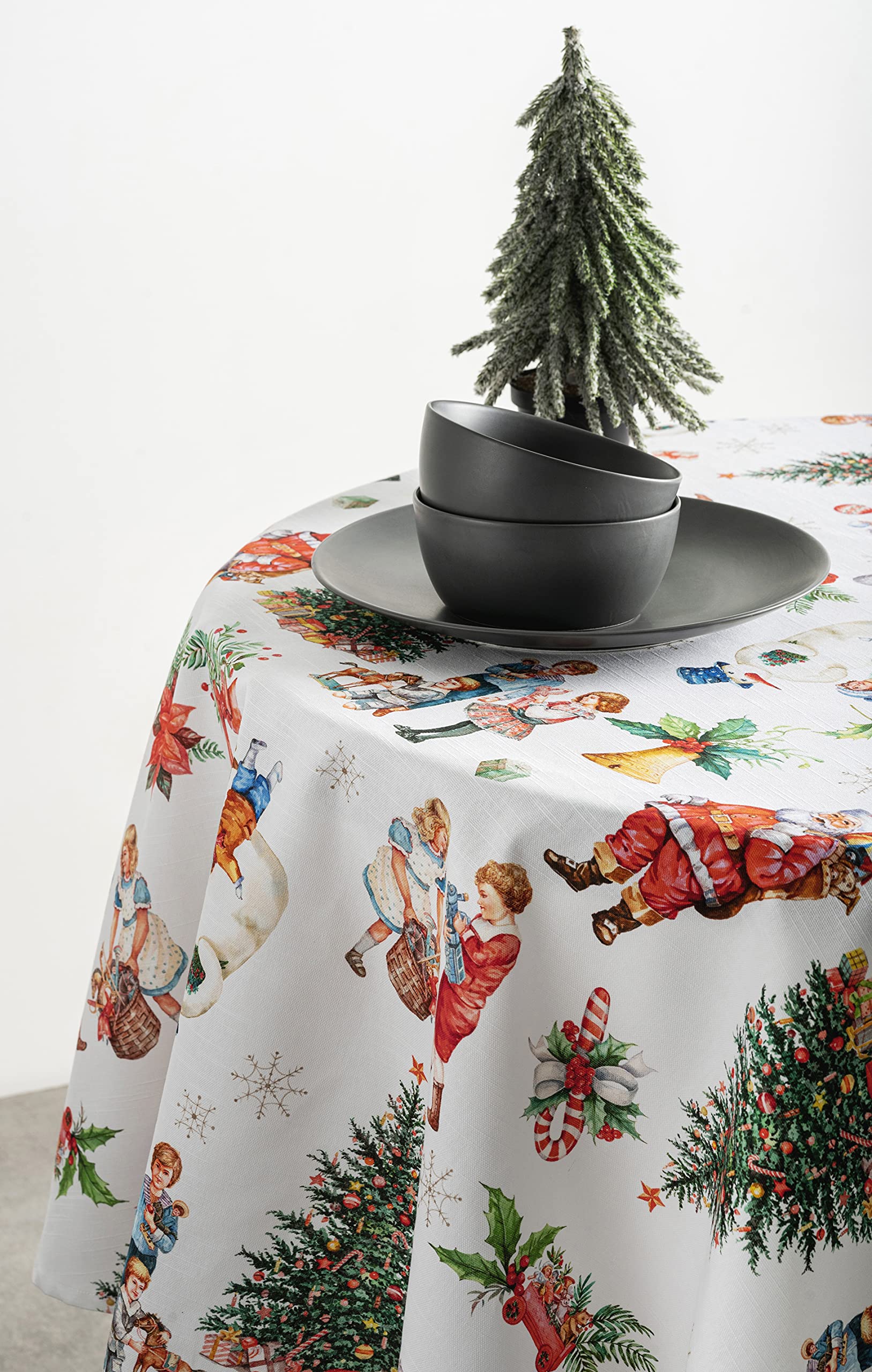 Maison D Hermine Chromo 100% Cotton Tablecloth Kitchen Dining Table Cloth For Round Tables Farmhouse Tabletop Cover For Parties,