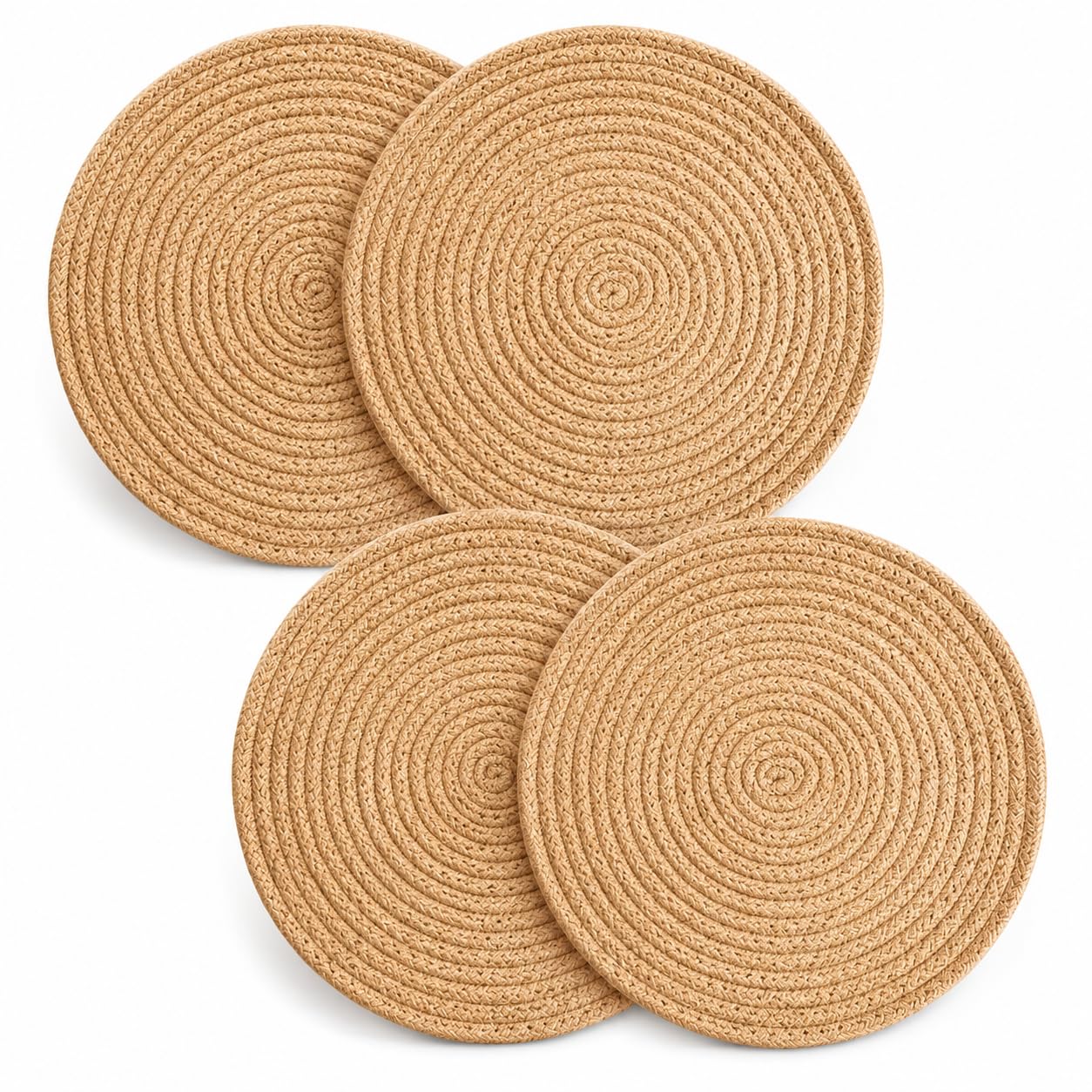 ELMORA Mats for Dining Table Set of 4 | Cotton Printed Placemat  10x10 inches Diameter | Handmade Coaster & PlaceMat for Dinnin
