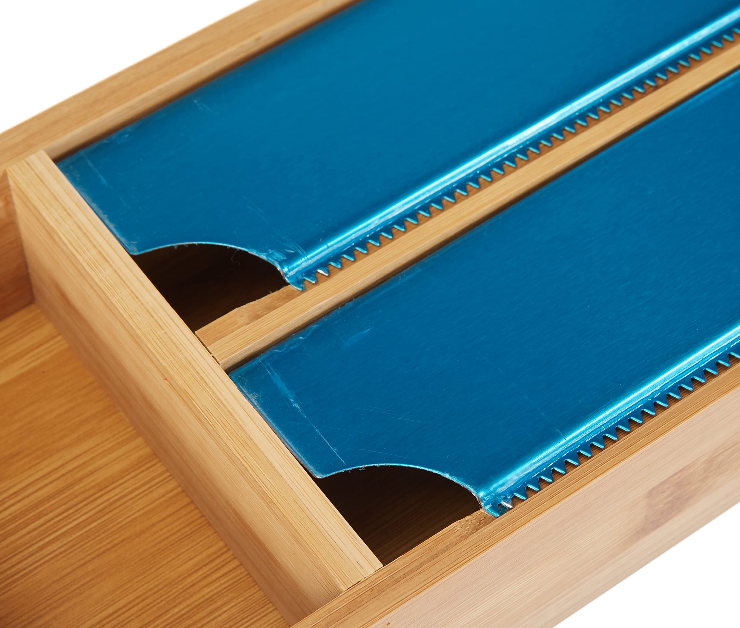 Zeller 25315 Storage Box For Tin Foil/Cling Film With Cutter L 39.5 X W 13 X H 5.4 Cm Bamboo/Stainless Steel