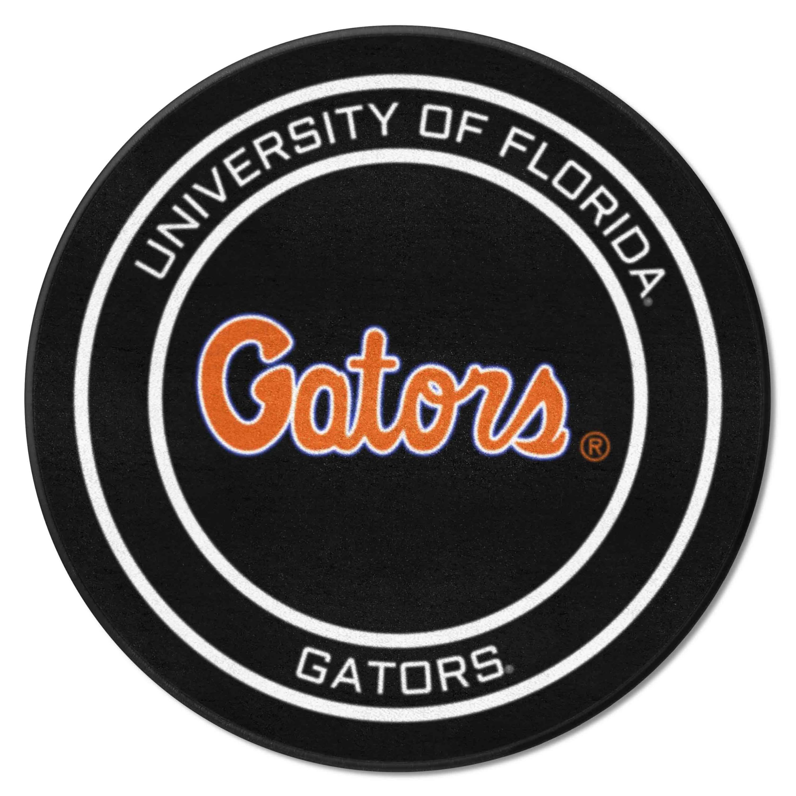 FANMATS 22329 Florida Gators Hockey Puck Shaped Rug - 27in. Diameter, Hockey Puck Design, Sports Fan Accent Rug