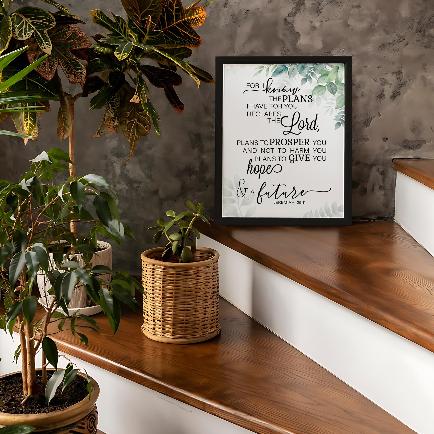 Phamte Christian Jeremiah 29:11 Framed Wall Art Prints Posters Decor, For I Know The Plans I Have For You Bible Verse Rustic Pic