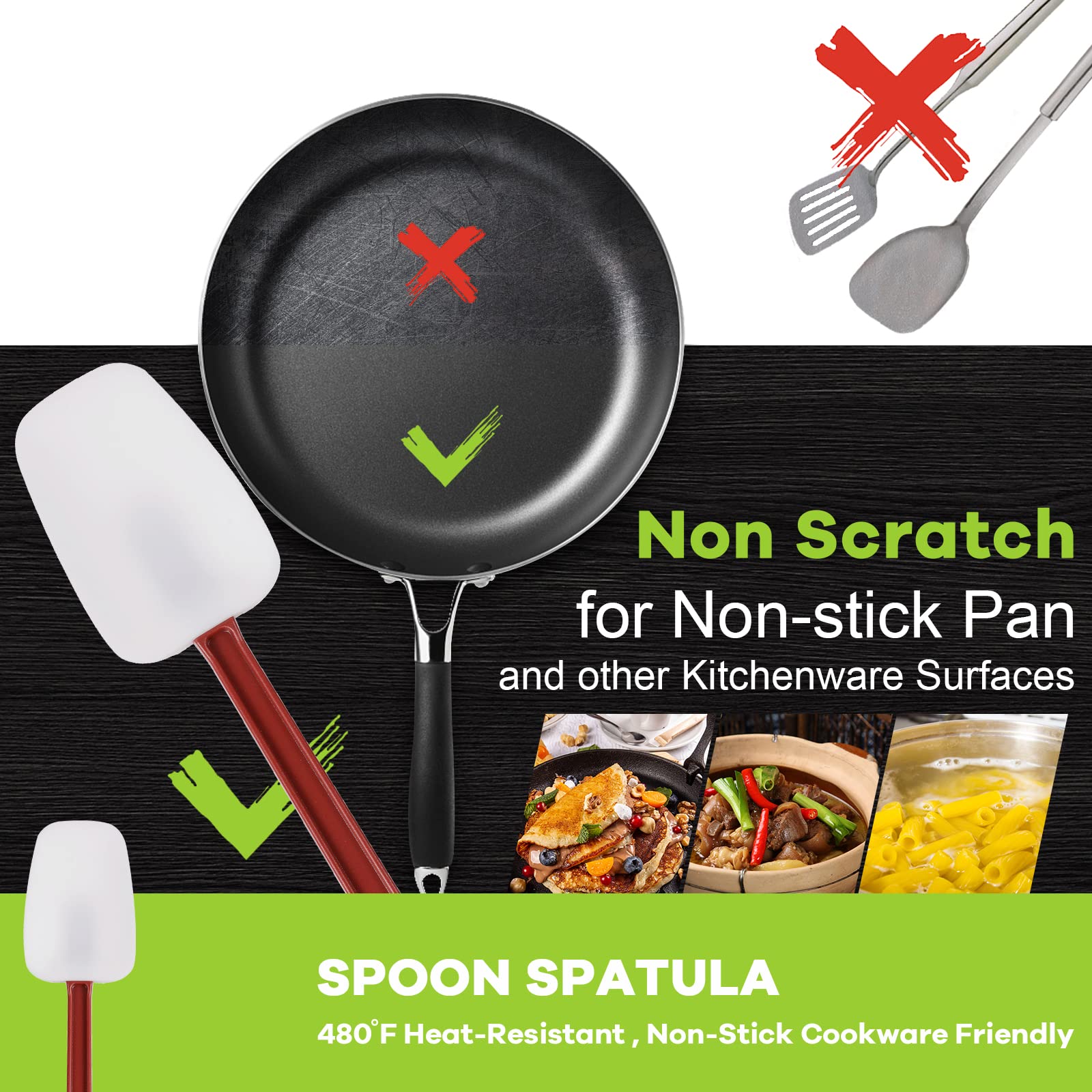 Commercial Spoonula Rubber Spatula Set, High Heat Spatula Spoon 9.5 Inches, Commercial Spatula For Cooking, Rubber Spatula Set R