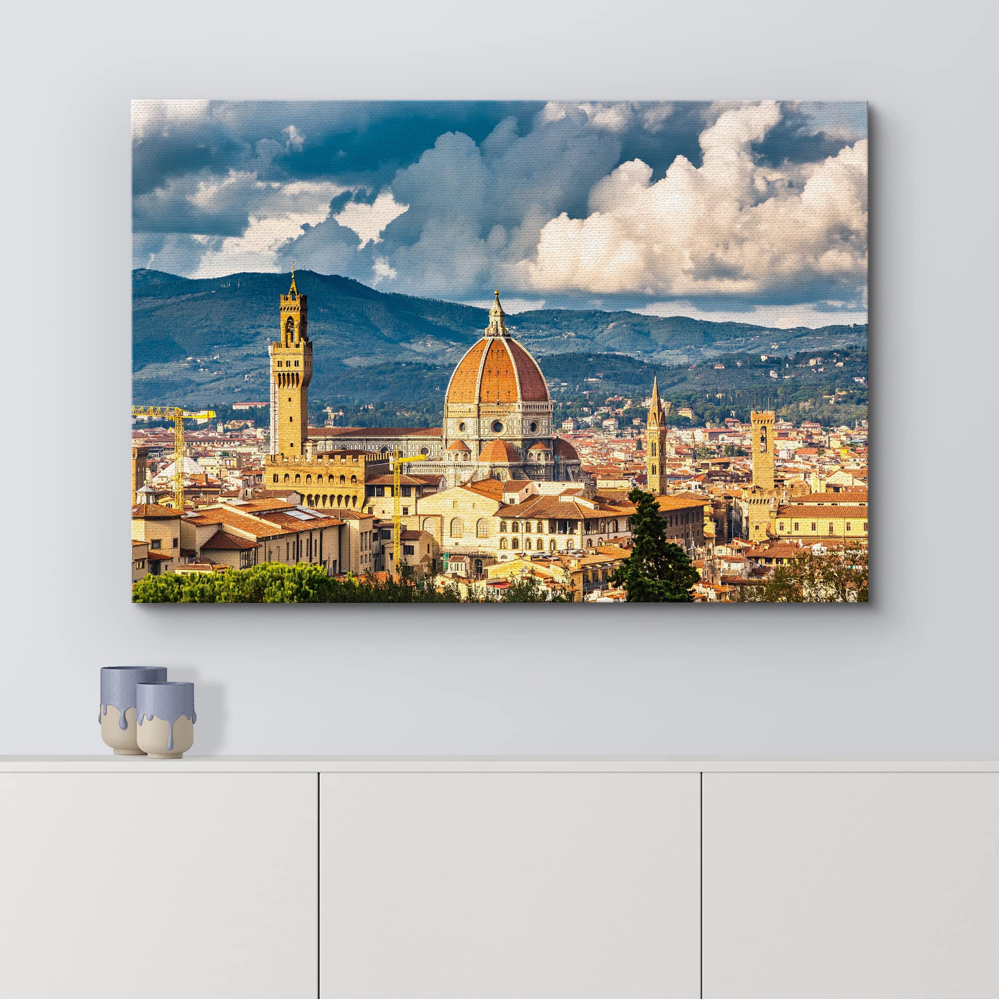 Wall26 - Canvas Prints Wall Art - View On Florence And Duomo Cathedral, Italy | Modern Wall Decor/Home Decoration Stretched Gall