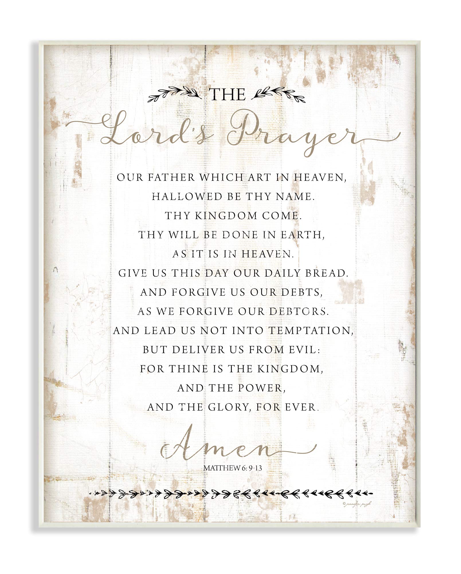 Stupell Industries The Lords Prayer Our Father Rustic Distressed White Wood Look Wall Plaque, 13 X 19, Design By Artist Jennifer
