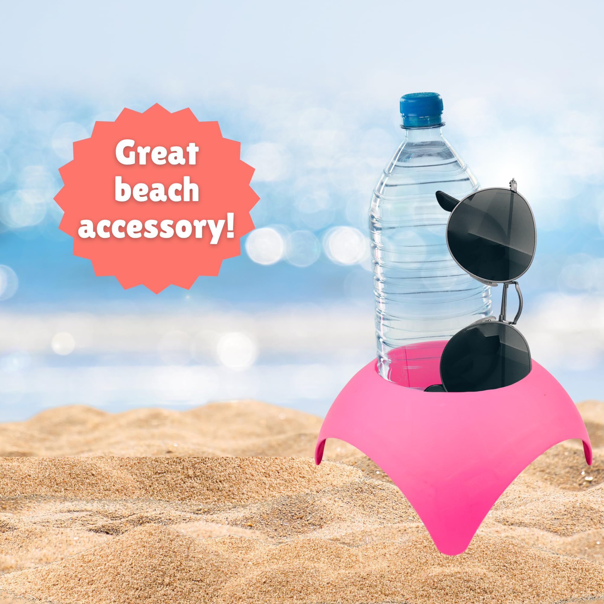 Set Of 2 Turtleback Sand Coaster Cup Holder Hot Pink 2 Pack