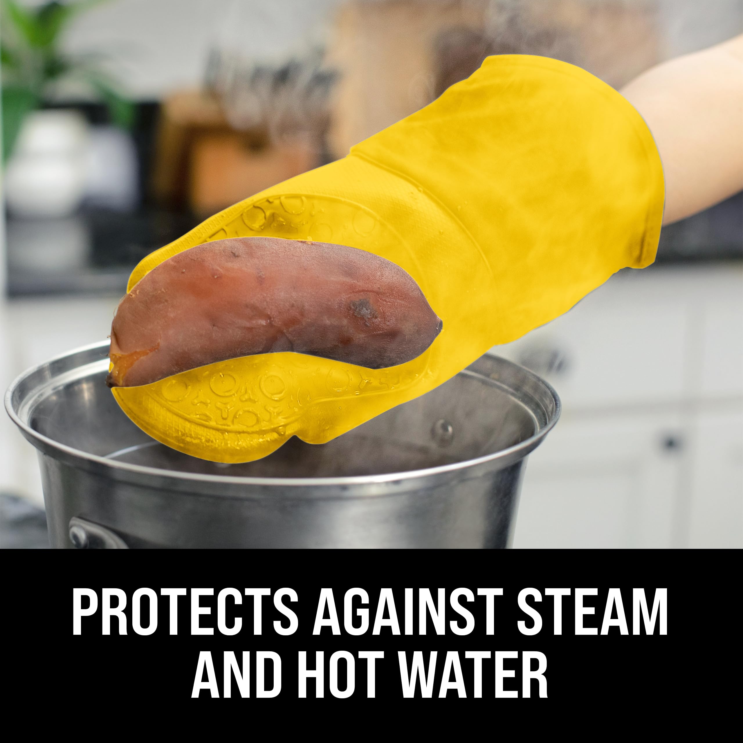 Homwe Professional Silicone Oven Mitt, Oven Mitts With Quilted Liner, Heat Resistant Pot Holders, Flexible Oven Gloves, 1 Pair,