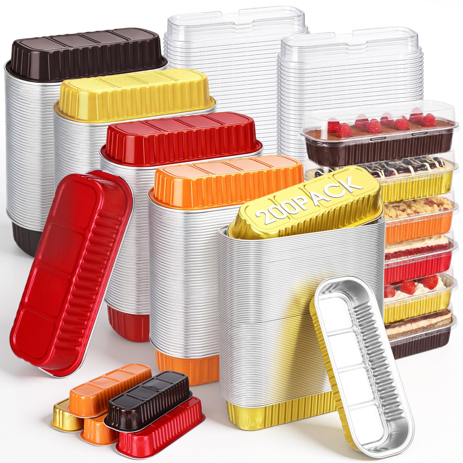 Qunclay 200 Pcs Mini Loaf Pans Disposable with Lid, Fall Color