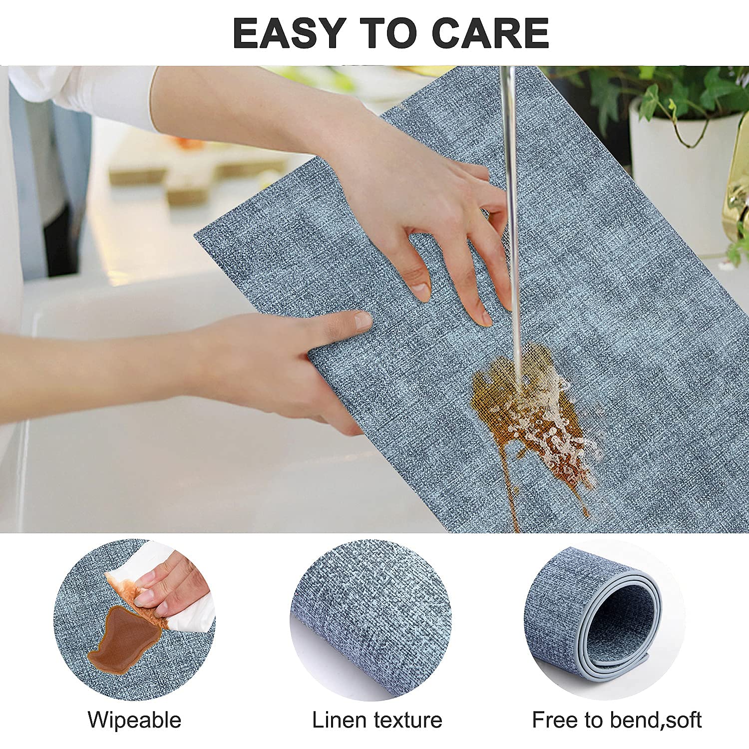Landview Leather Heat Resistant Placemats Set Of 6 Waterproof Wipeable Washable Pu Table Mats,Easy To Clean Anti-Slip Place Mats