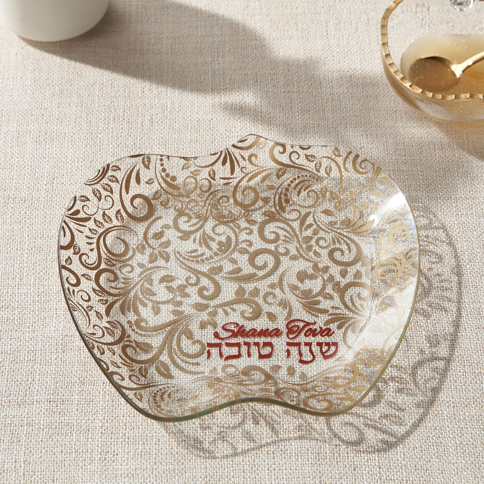 Rite Lite Rosh Apple & Honey Plate - Jewish New Year Holiday Party Favors Gifts Shana Tova Judaica Home Decor Hostess Cooking Ki