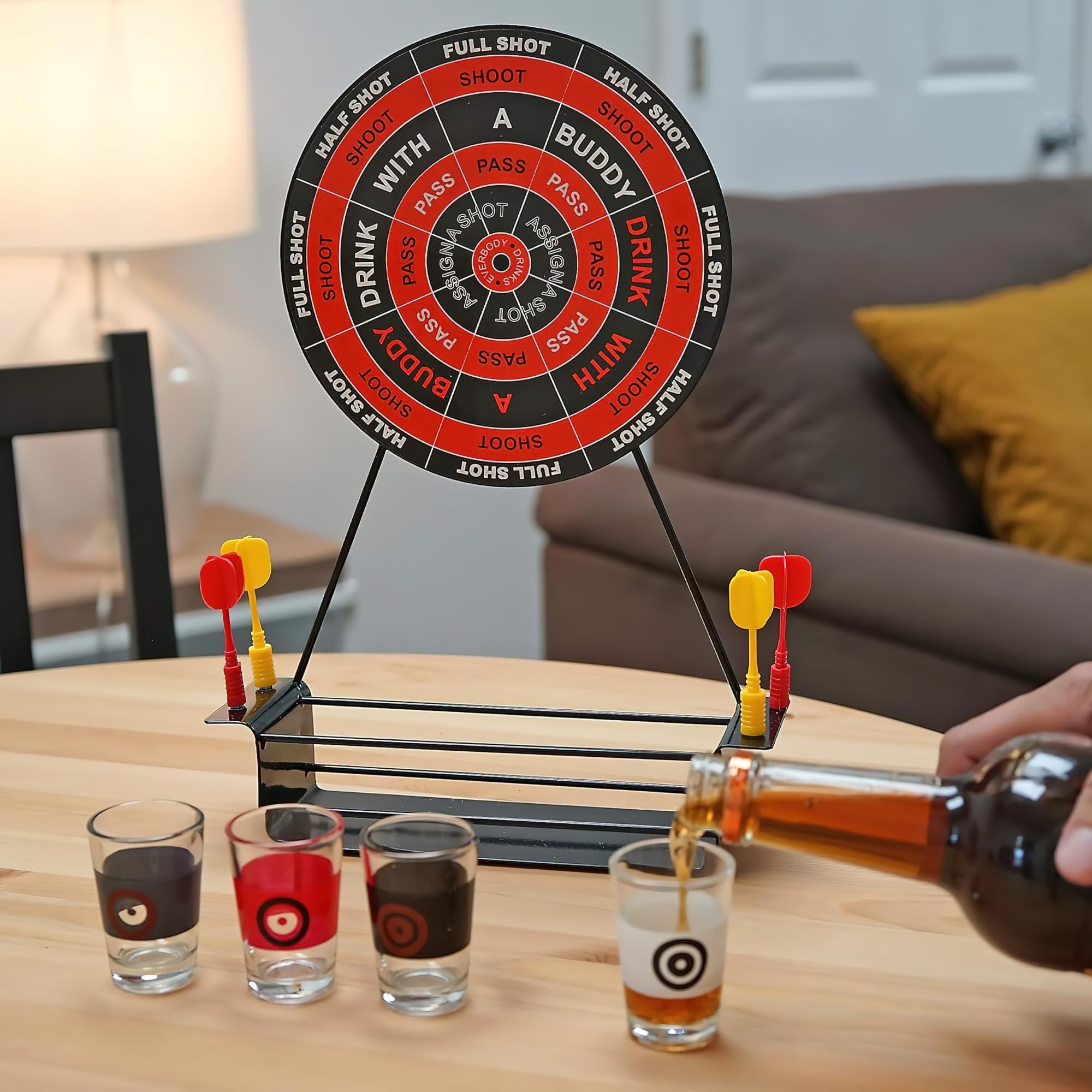 Fairly Odd Novelties Darts Drinking Game - Black - Energize Your Parties With Magnetic Darts & Shots Fun!