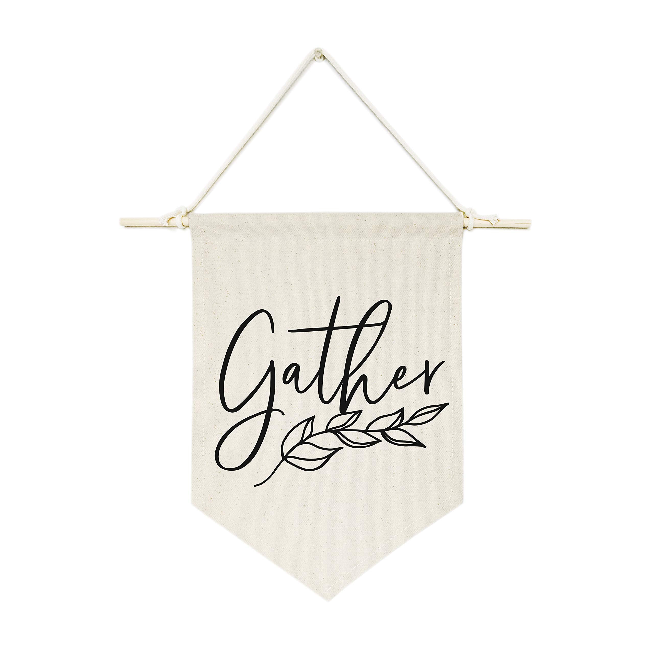 The Cotton & Canvas Co. Gather Hanging Wall Canvas Banner, Thanksgiving, Autumn And Fall Decor