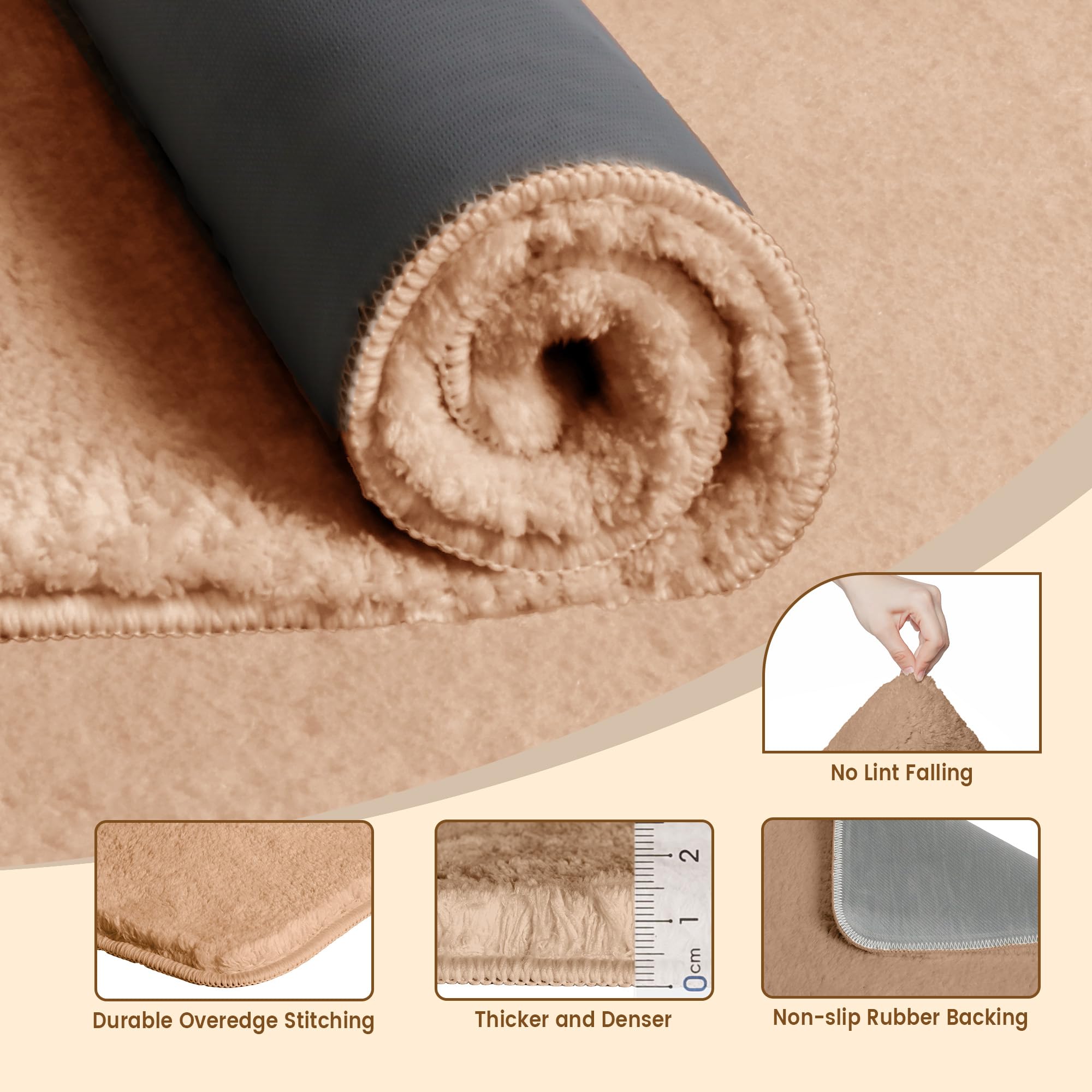 Techmilly Fluffy Tufting Bathroom Rug Mat 36X24, Absorbent Thick Non Slip Microfiber Mats, Quick Dry Machine Washable Bath Rug F