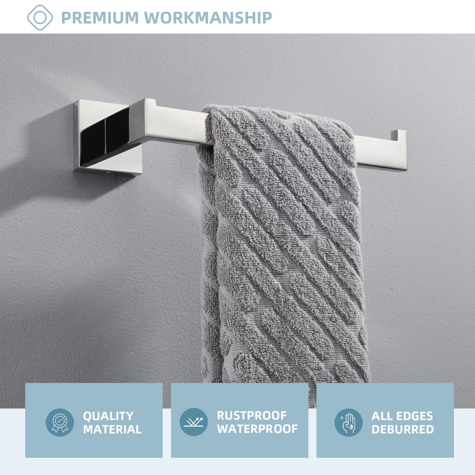 Bathroom Towel Holder 10.24''  Angle Simple SUS304 Stainless Steel Hand Towel Rack  Open Arm Kitchen Towel Bar Wall Mount  Polished Chrome