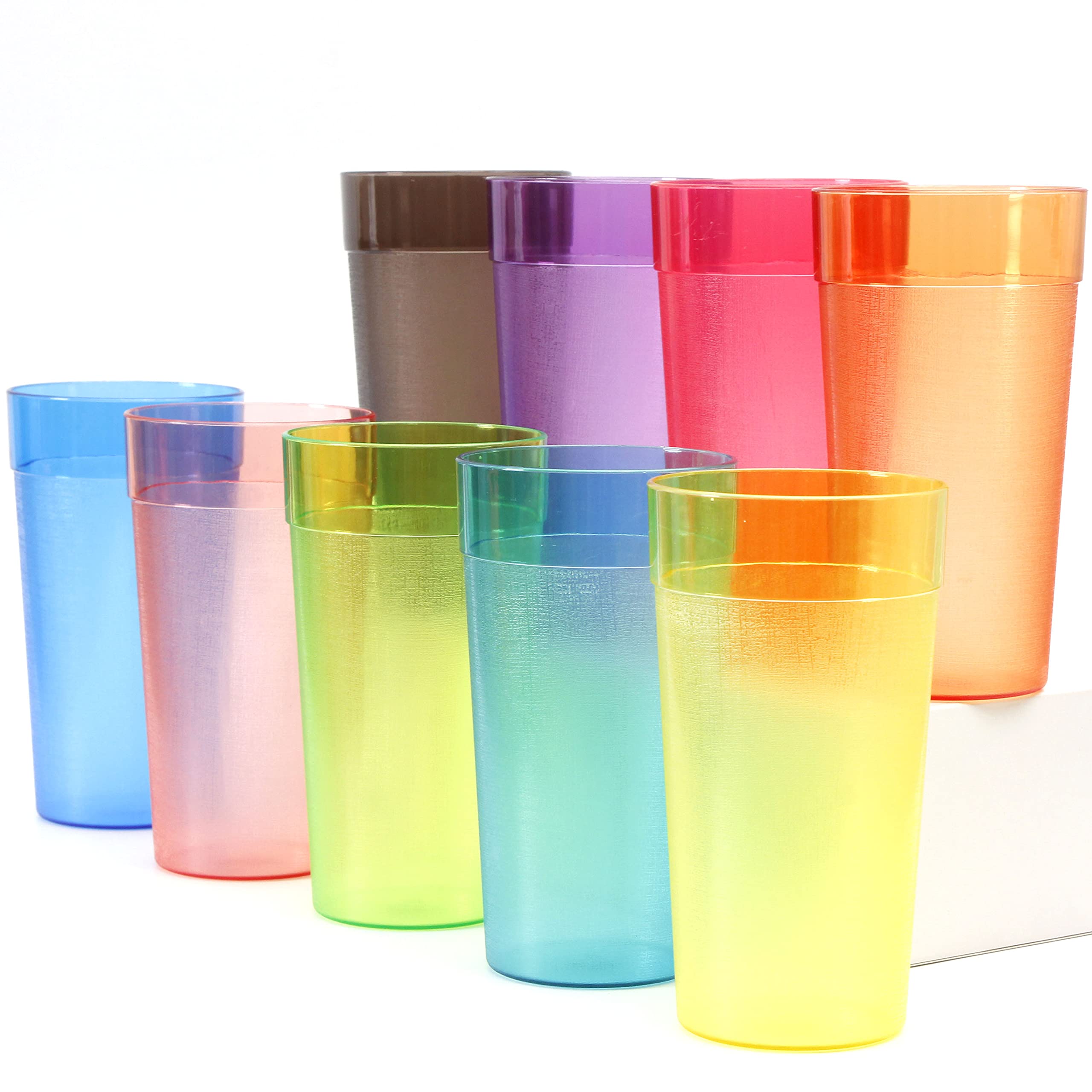 Youngever 18 Pack 20 Ounce Plastic Tumblers, Drinking Glasses, Restaurant-Quality Shatterproof Beverage Tumblers, 6 Colors, Reus