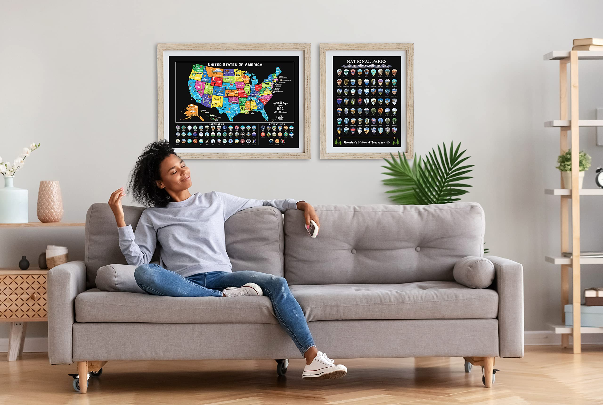 Scratch Off Map Of United States + All 63 Us National Parks Scratch Off Poster, 85 Usa Landmarks, Travel Map Kit, 50 State Photo