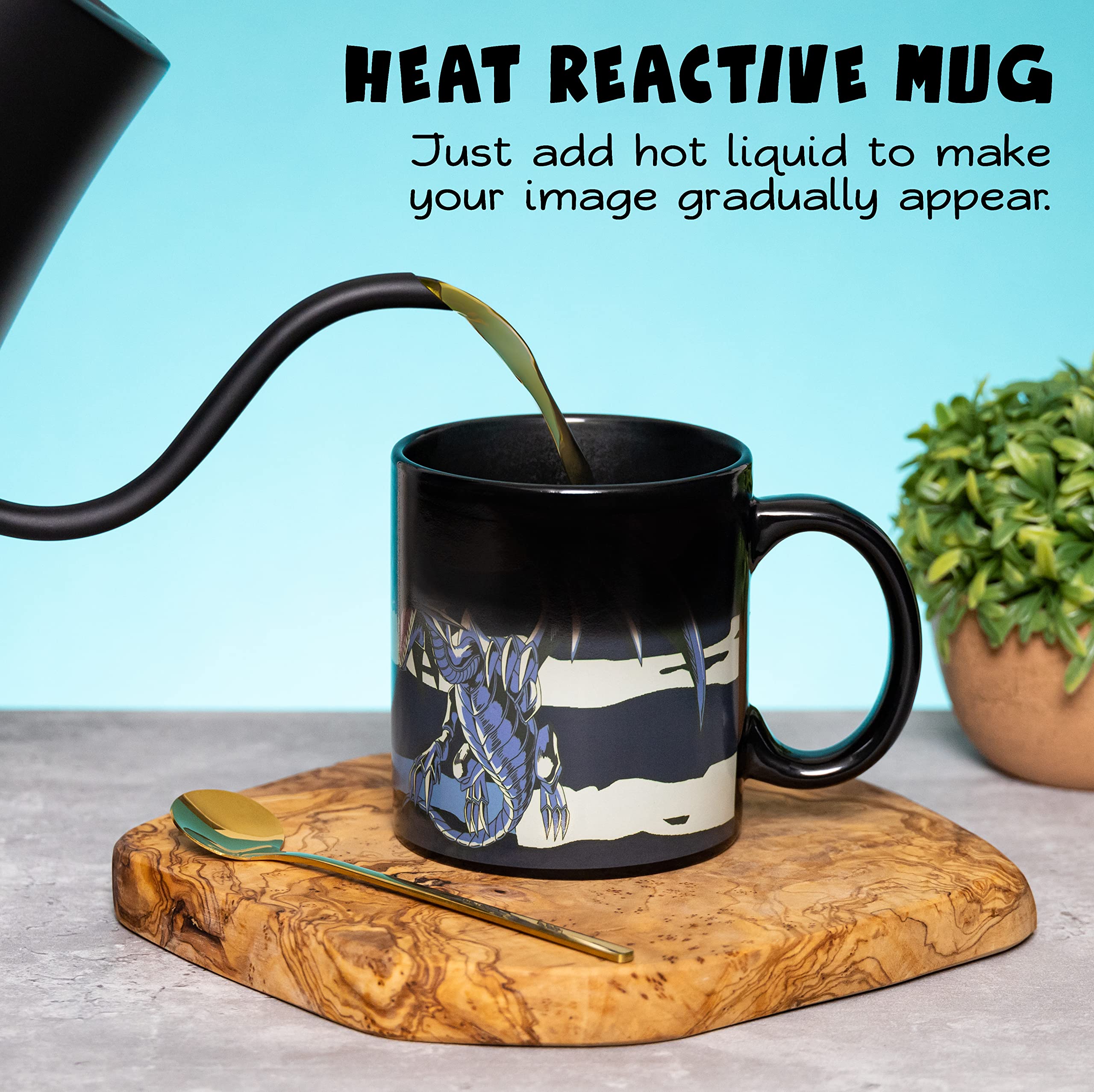 Surreal Entertainment YU-GI-OH Kaiba and Blue Eyes White Dragon Monster Heat Change Ceramic Coffee Mug Black