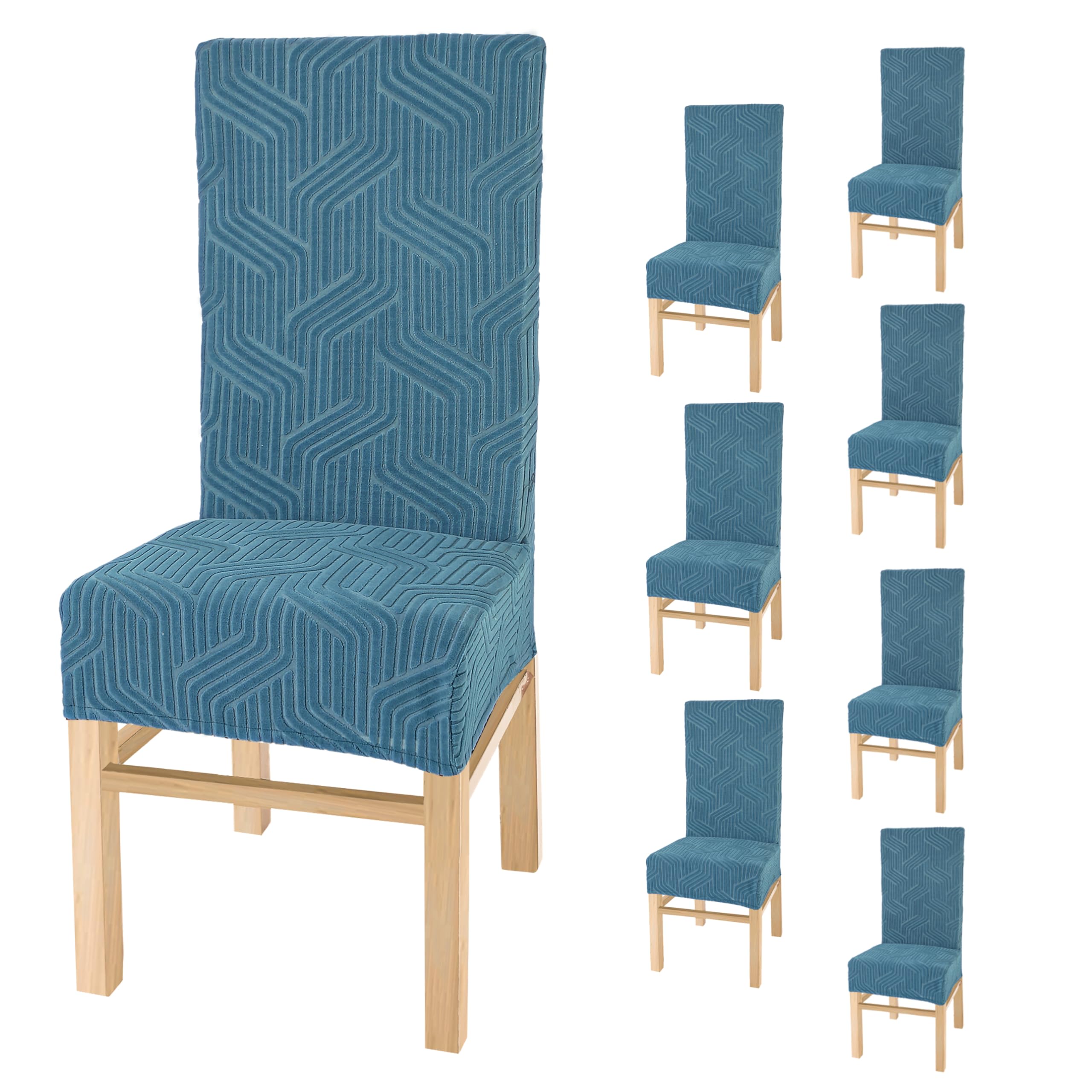 Yellow Weaves Elastic Stretchable Dining Chair Covers, Removable Washable Elastic Self Jacquard Dining Chair Covers (Set Of 8, T
