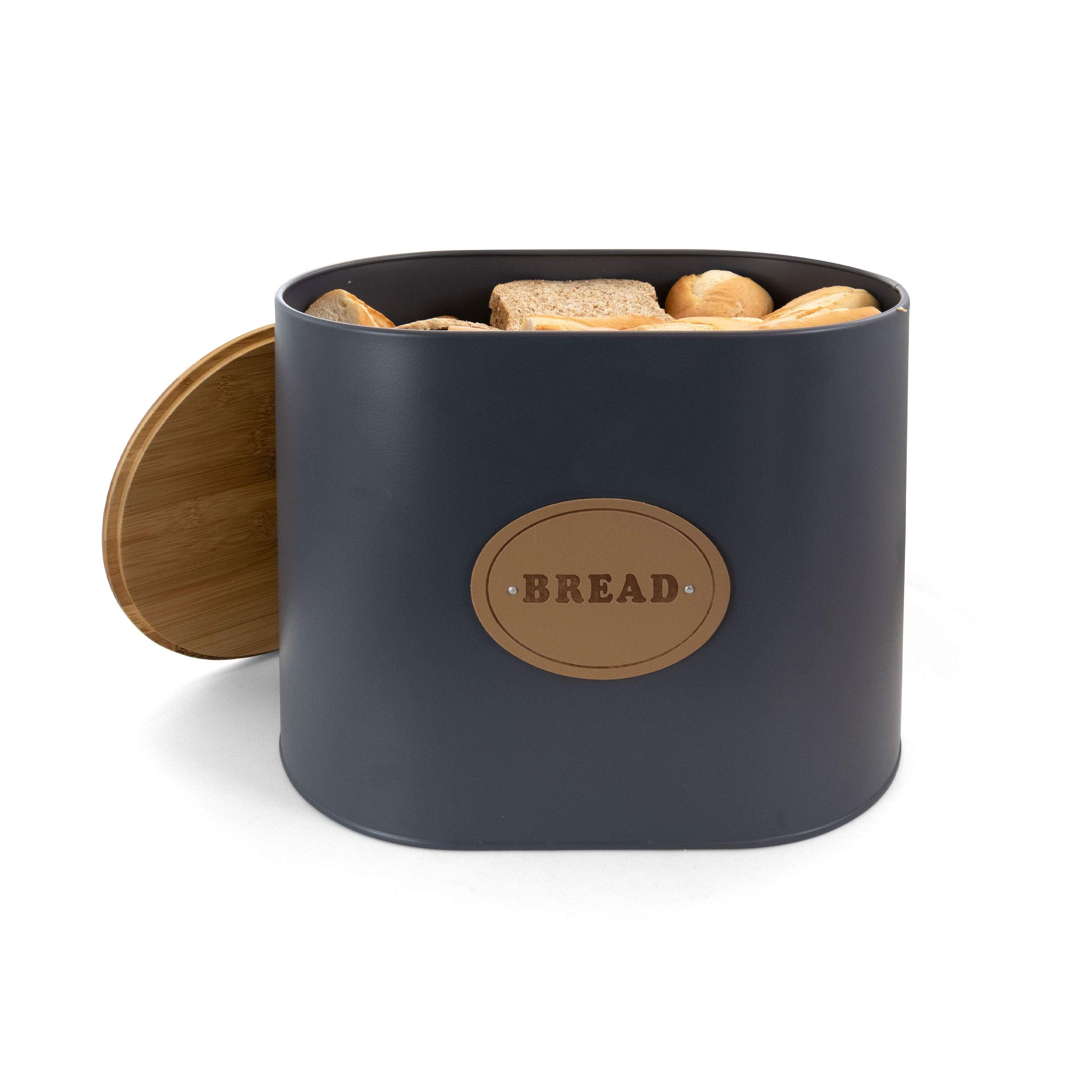 Megachef Kitchen Food Storage And Organization 5 Piece Canister Set In Grey With Bamboo Lids