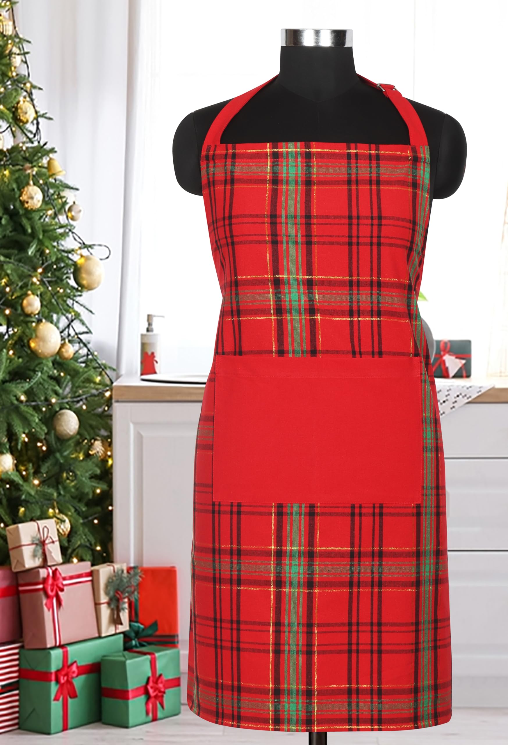 Airwill Cotton Apron With Stylish Print | Free Size Cooking Apron With Front Pocket | Kitchen, Baking & Bbq Use | Unisex Adjusta