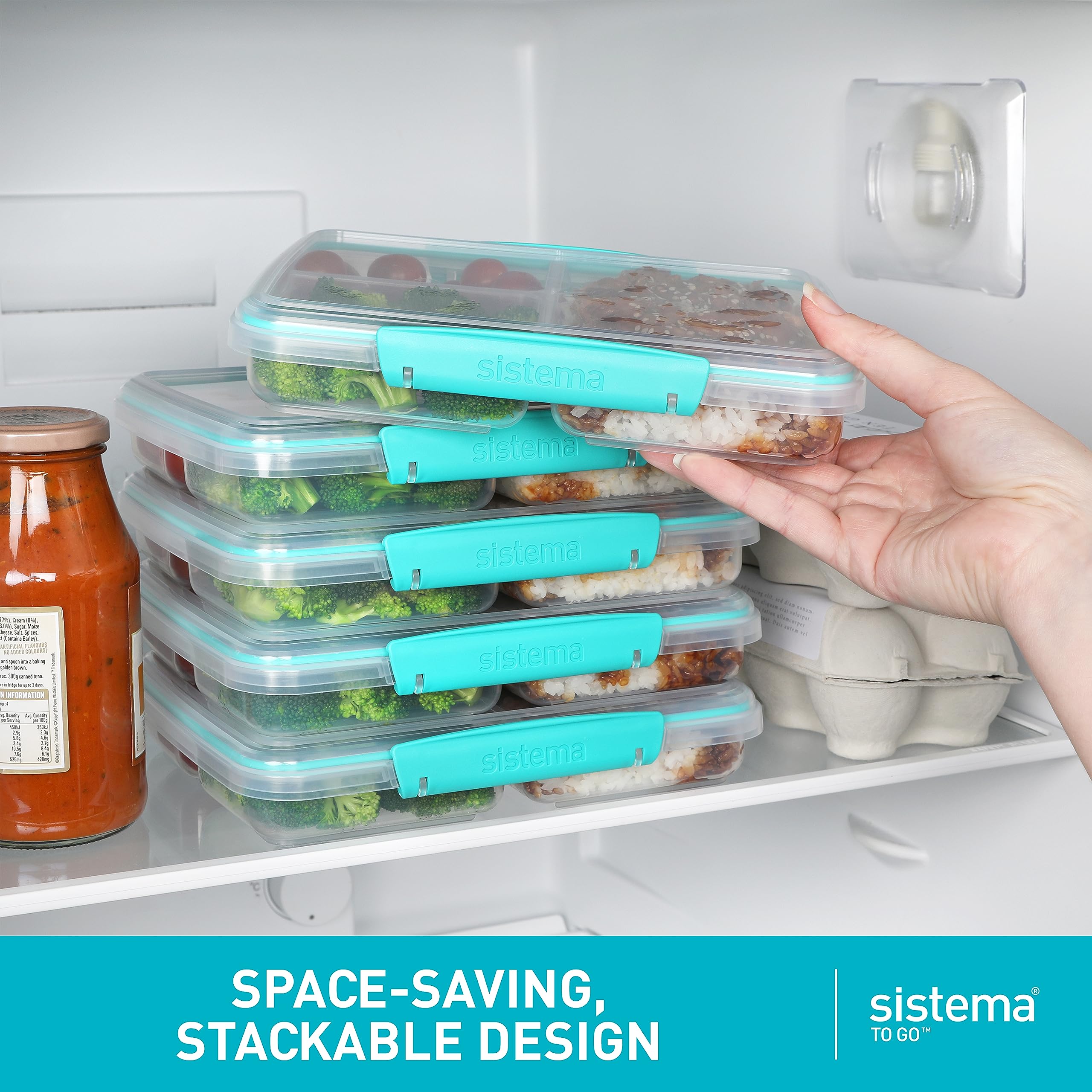 Sistema To go Multi Split Food Storage container  clear with coloured clips  820 ml