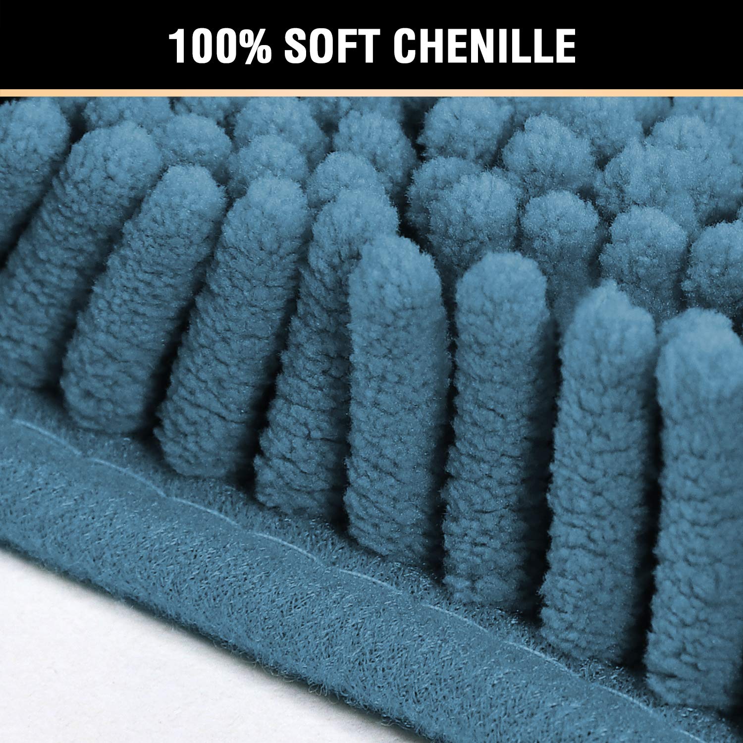 Bathroom Rugs Luxury Chenille 2 Piece Mats  Soft Plush 32''x20'' Bath Rug + 20''x20'' Toilet Mat Microfiber Shaggy Carpet  Super Absorbent mats  Machine Washable (Dark Teal)