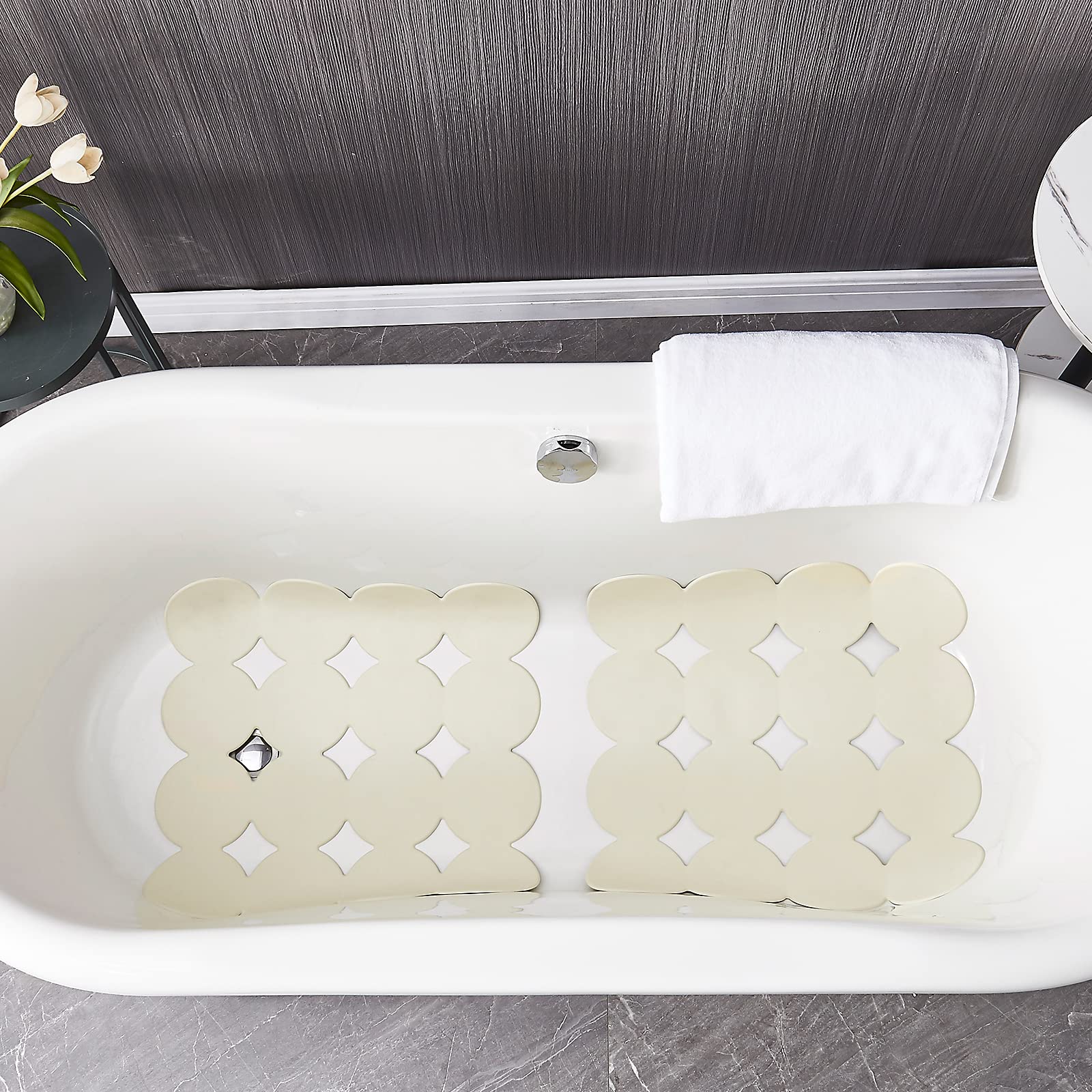Webos Anti Slip Shower Mat: Natrul Rubber Non Slip Bath Mat For Tub With Strong Suction Cups Bathtub & Tub Mats For Elderly And