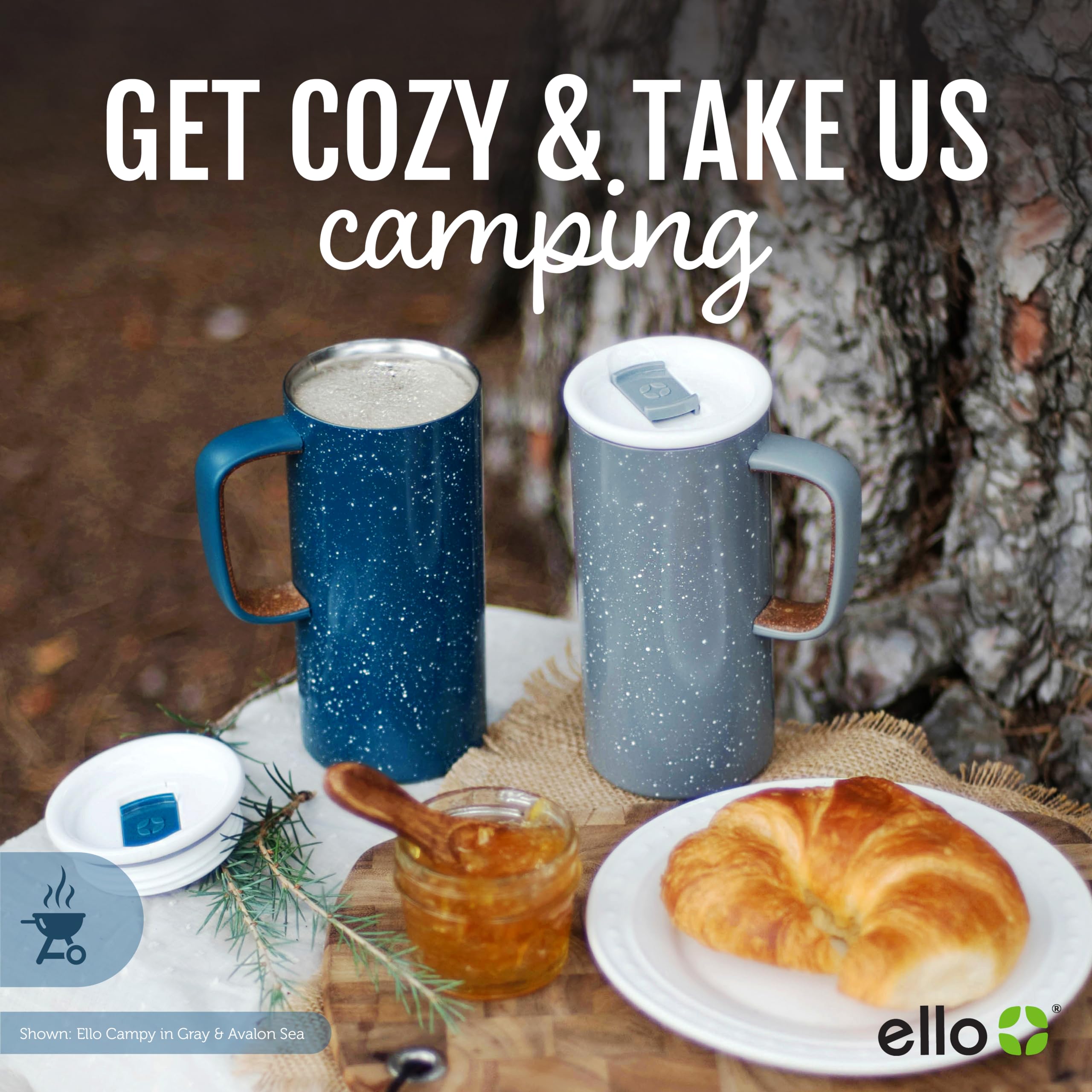 Ello Campy Vacuum Insulated Travel Mug With Leak-Proof Slider Lid And Comfy Carry Handle, Perfect For Coffee Or Tea, Bpa Free, A