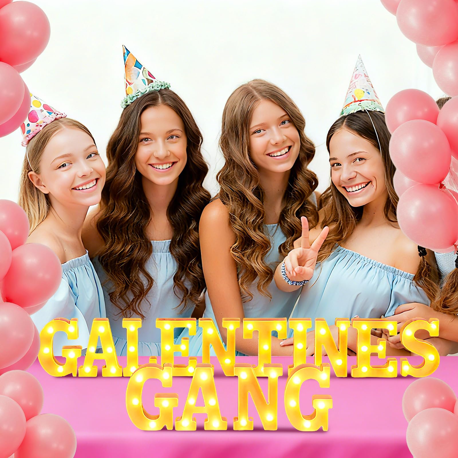 Honoson 14 Pcs Galentines Day Party Decorations Galentines Gang Lights up Sign Girls Ladies Galentine s Day Party Decorations Fi