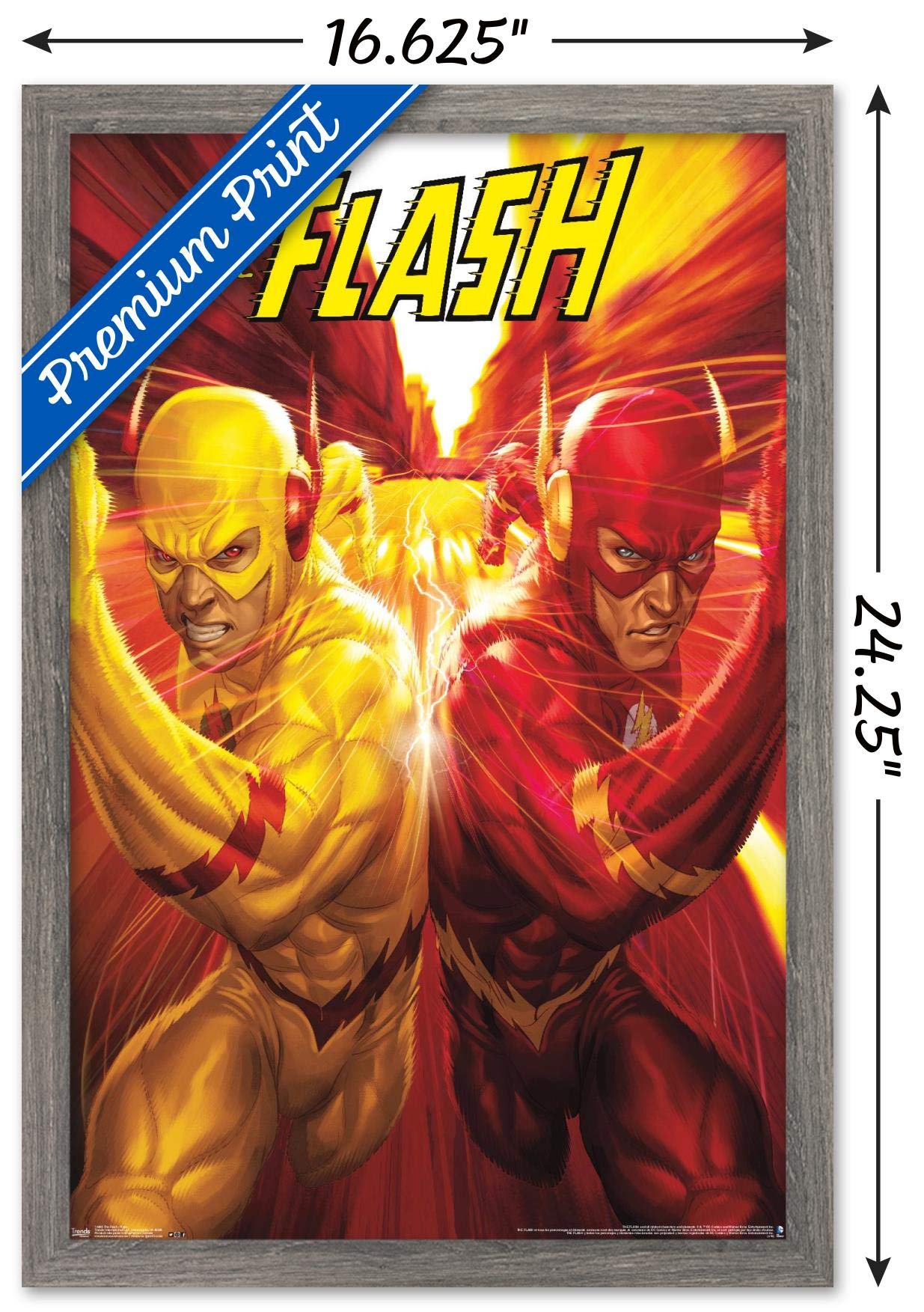 Trends International Dc Comics - The Flash And The Reverse Flash - Race Wall Poster, 14.725'' X 22.375'', Barnwood Framed Versio